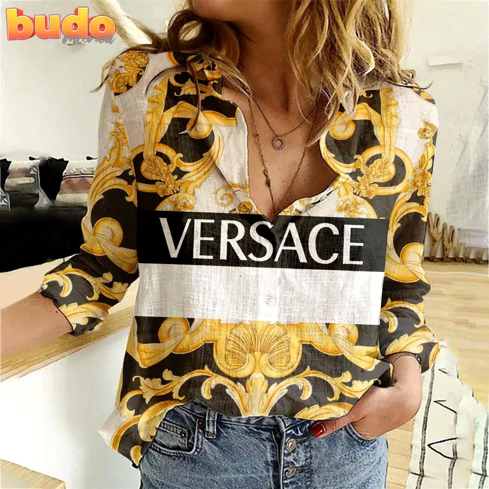 Limited Edition Versace Women Linen Shirt Luxury Lux 115