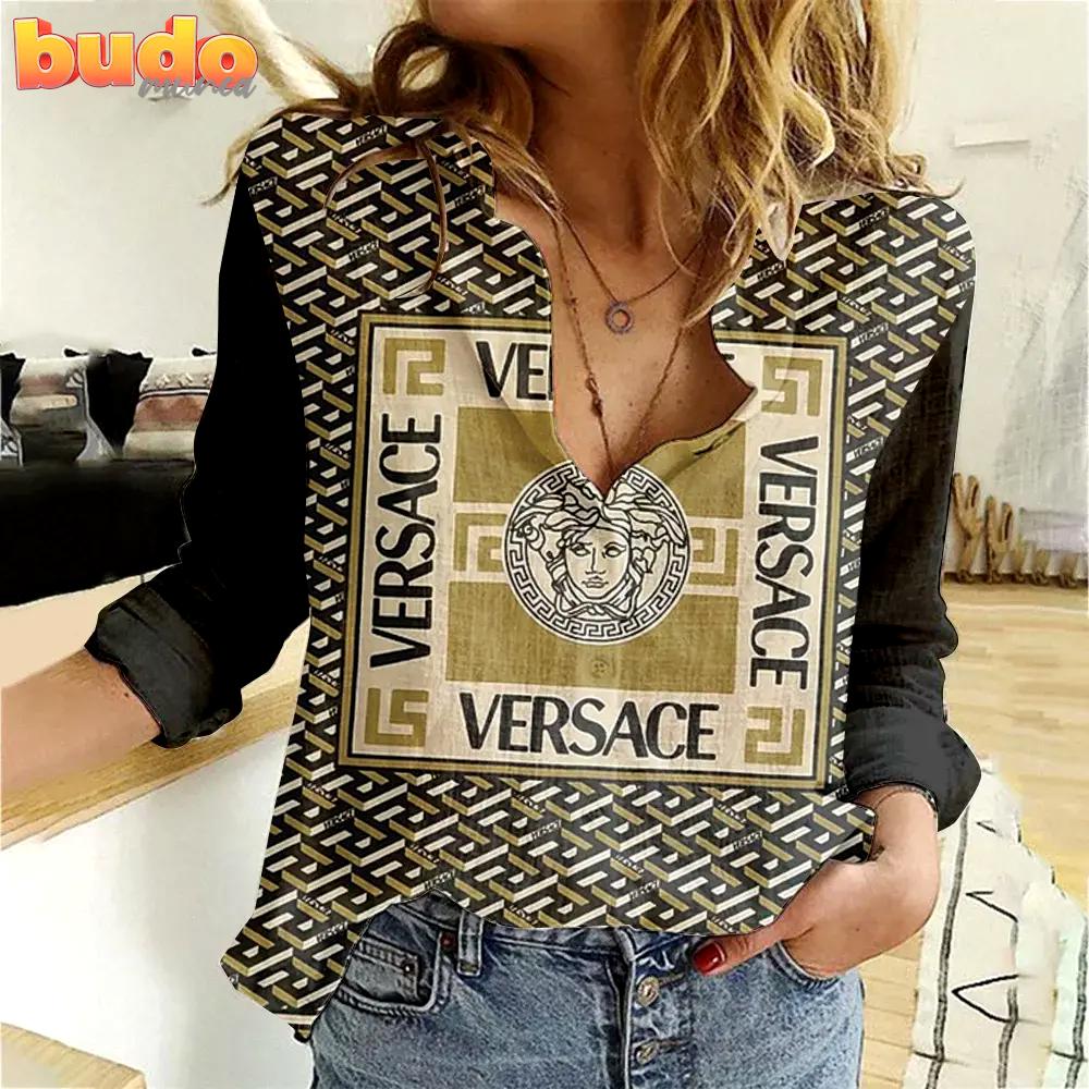 Limited Edition Versace Women Linen Shirt Luxury Lux 116