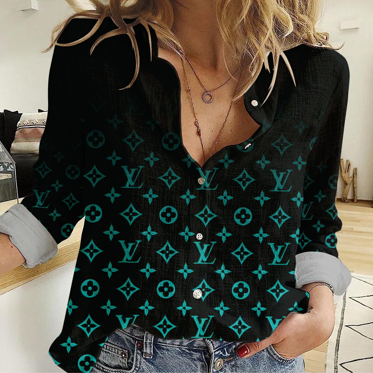 Louis Vuitton Black Onthego Monogram Casual Women Casual Shirt