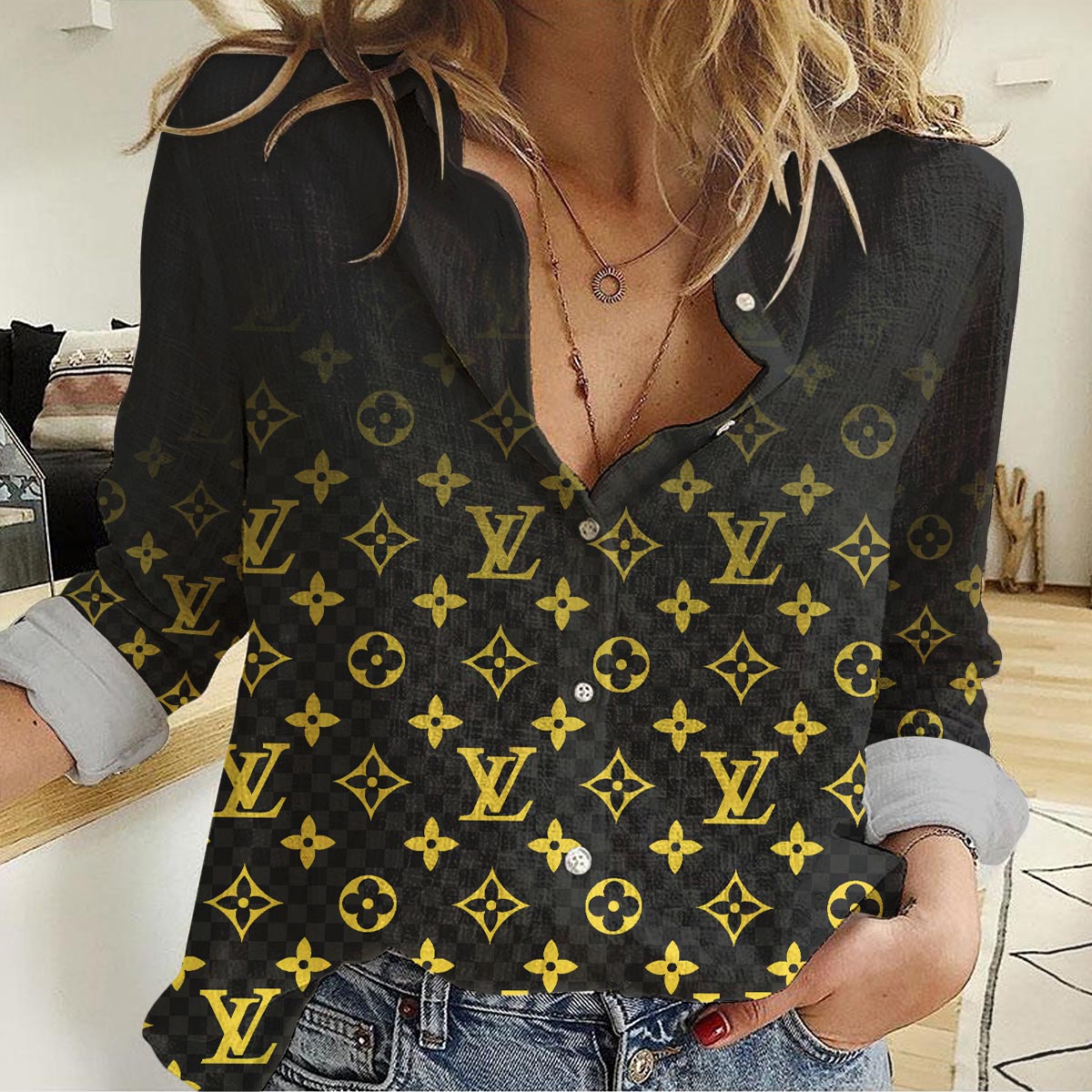 Louis Vuitton Black Luxury & Elegant Monogram Casual Women Casual Shirt