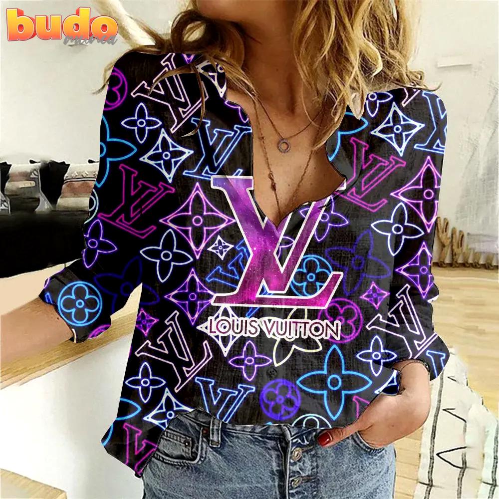 Louis Vuitton Limited Edition Women Linen Shirt Luxury Lux 136