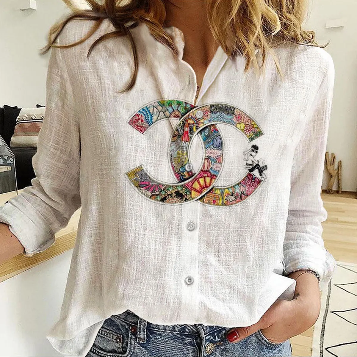 Premium Chanel Monogram Limited Women Casual Shirt - Lux396