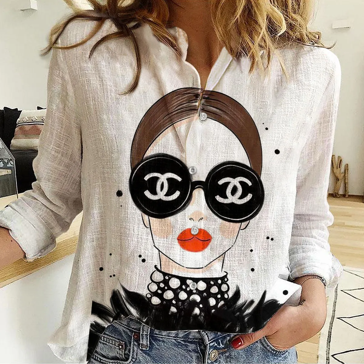 Premium Chanel Monogram Limited Women Casual Shirt - Lux416