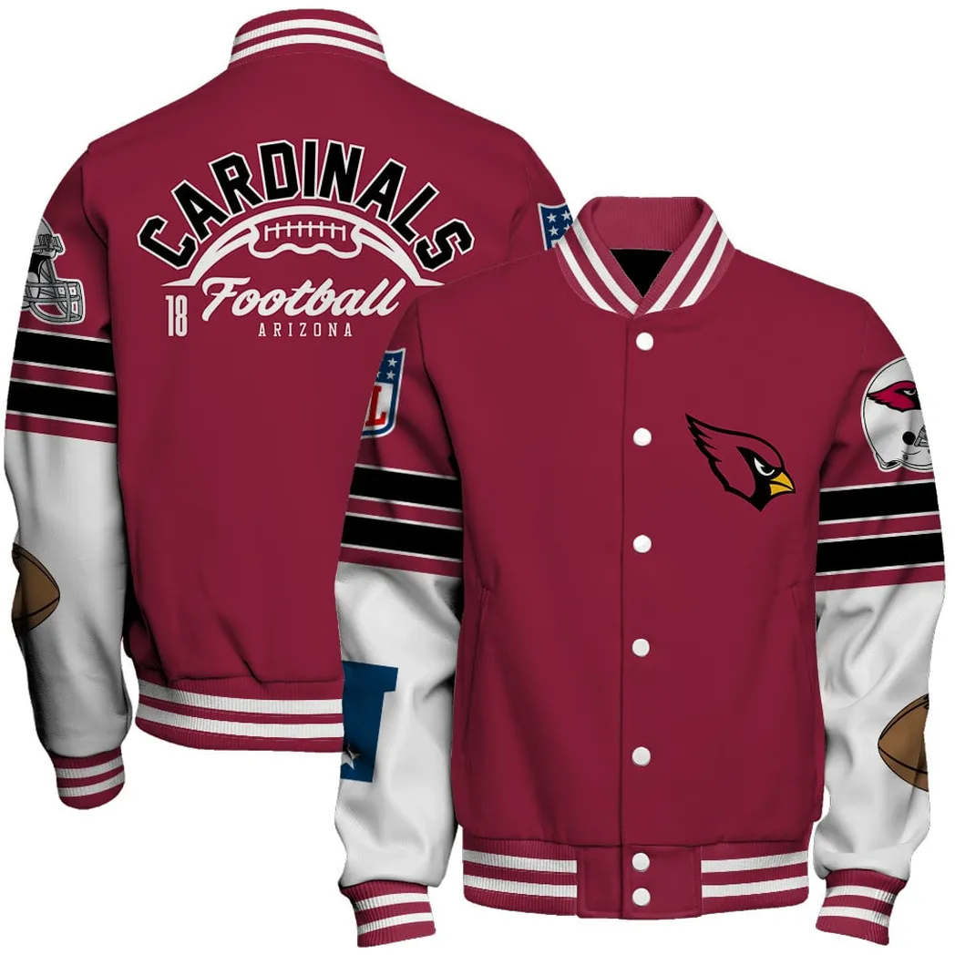 Arizona Cardinals NFL Baseball Jacket Red Premium Sport Fan Outerwear