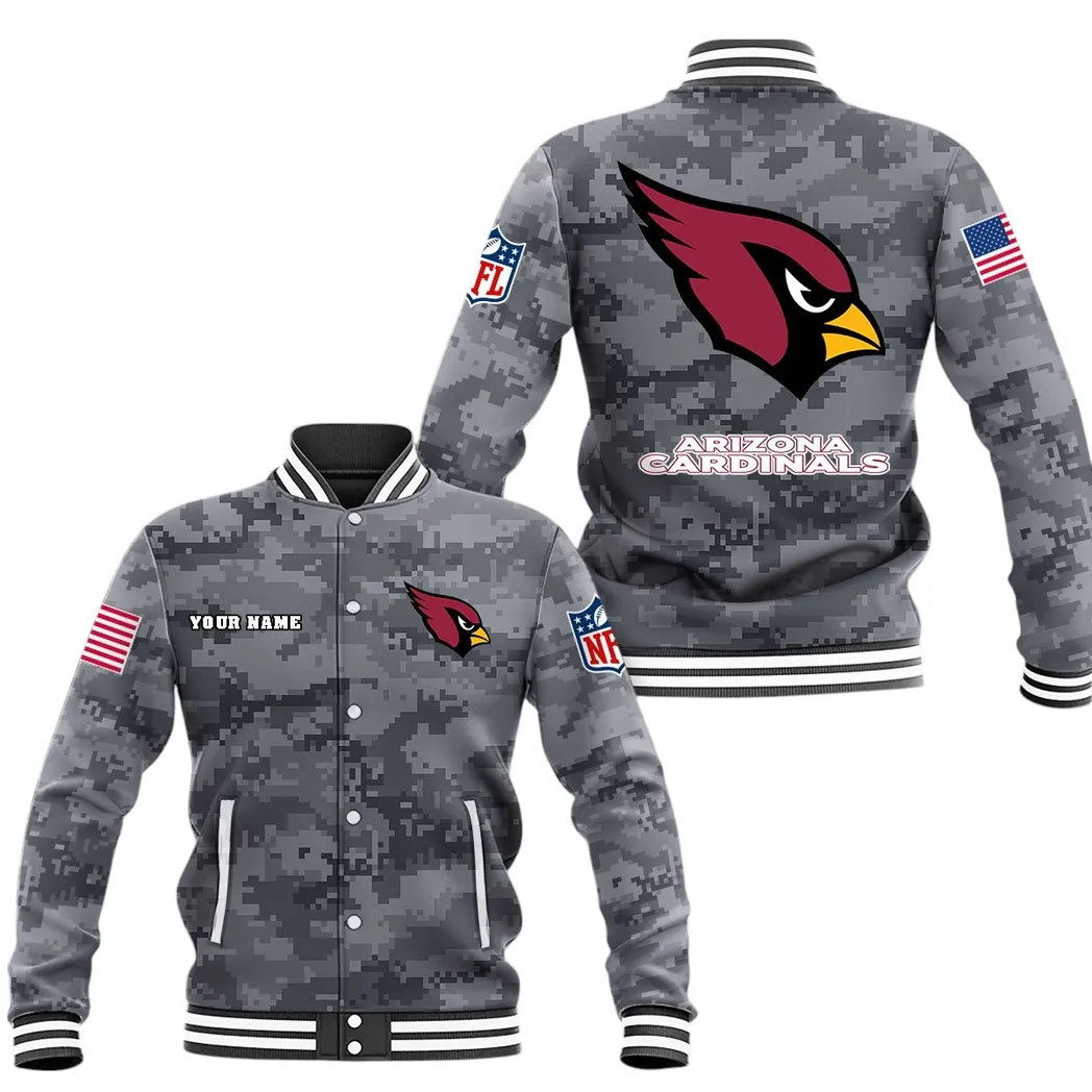 Arizona Cardinals NFL Baseball Jacket Custom Black Cold Match-Day Jacket