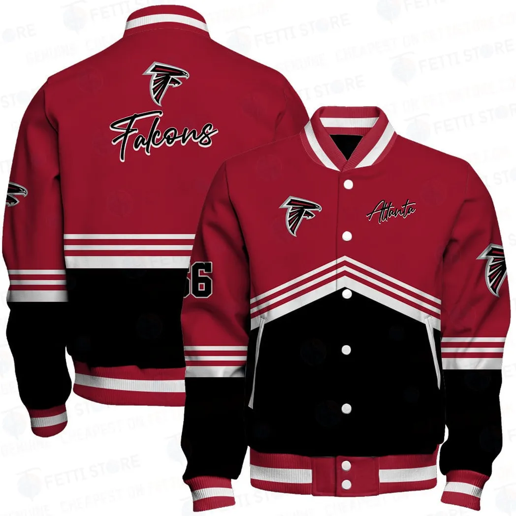Atlanta Falcons NFL Baseball Jacket Red Loyal Supporter Varsity Gear