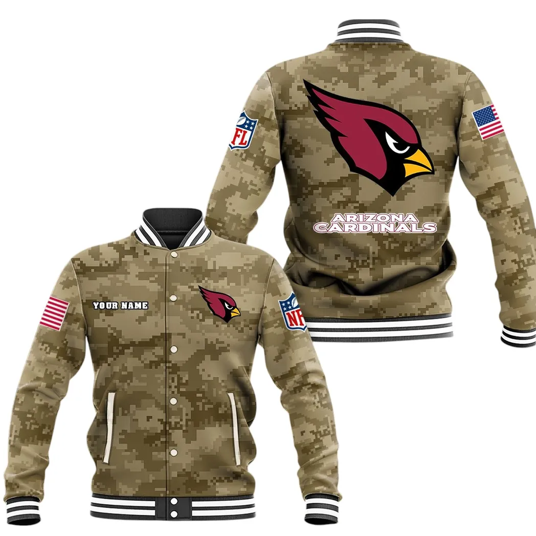 Arizona Cardinals NFL Baseball Jacket Custom Brown Sport Lifestyle Varsity Jacket