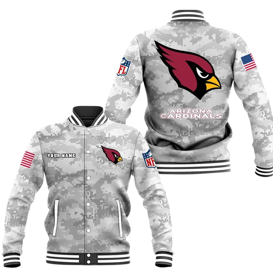 Arizona Cardinals NFL Baseball Jacket Custom White Everyday Baseball Fan Gear