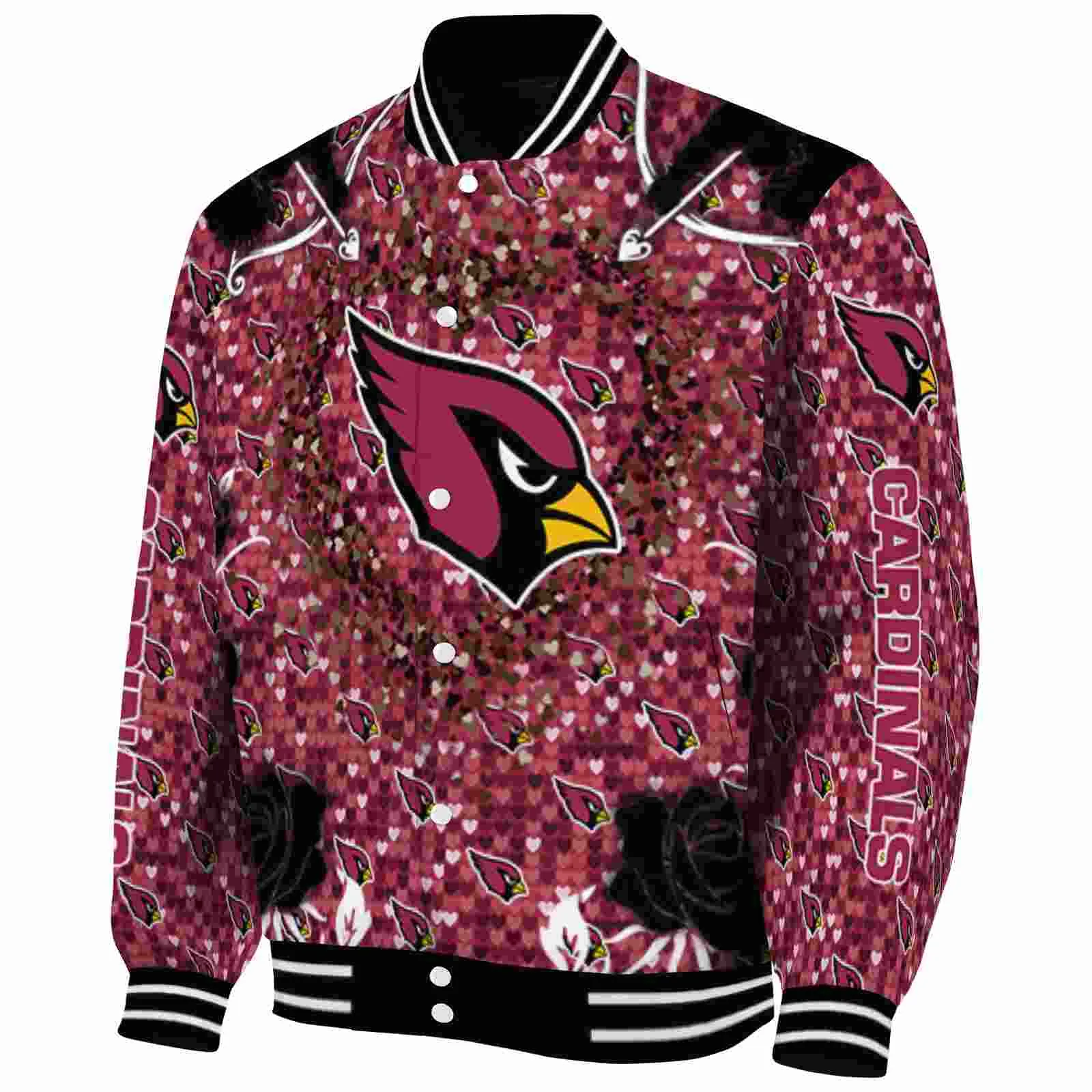 Arizona Cardinals NFL Baseball Jacket Heart Explosion Red Jacket For Sport Lovers