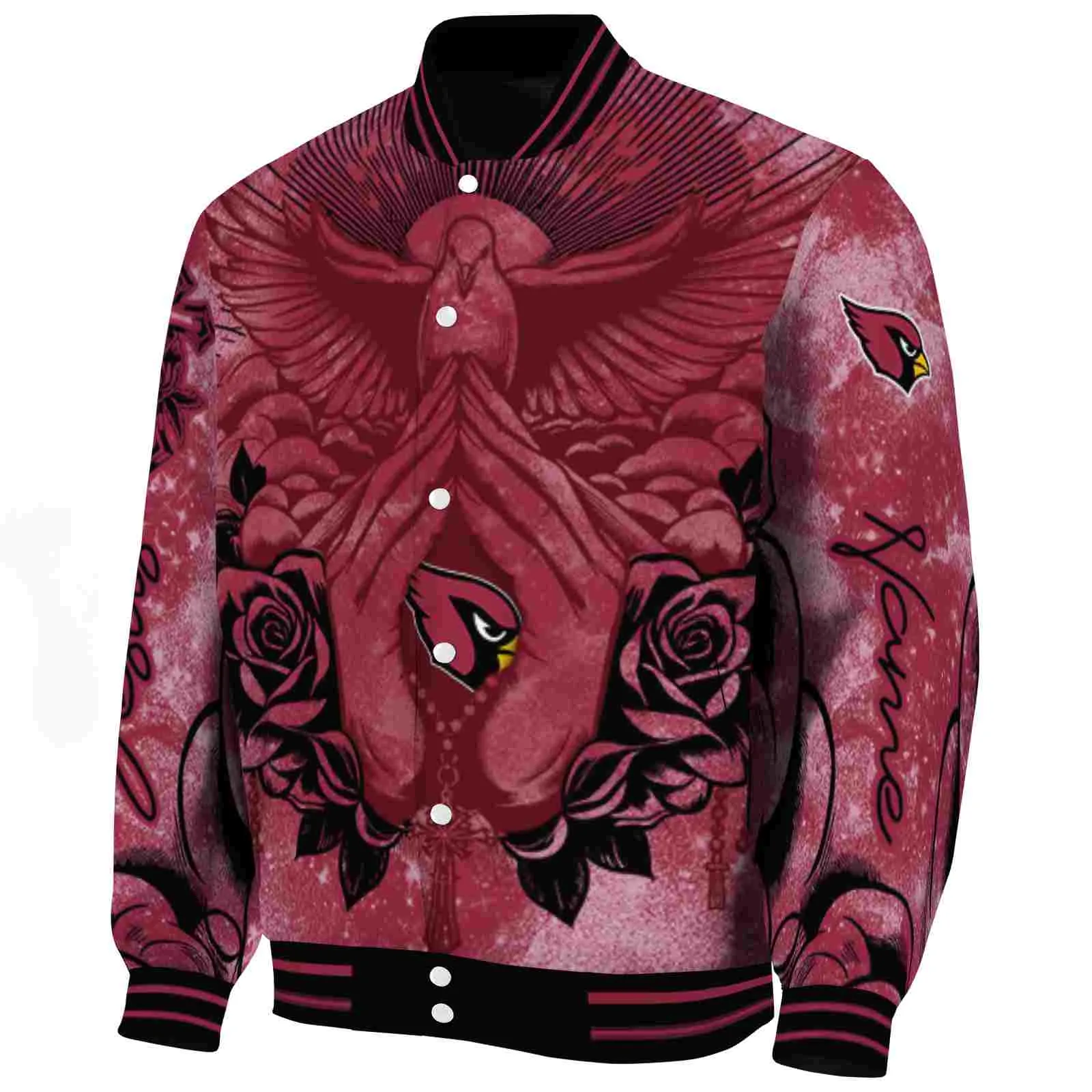 Arizona Cardinals NFL Baseball Jacket Praying Hands Red Jacket For Sport Lovers