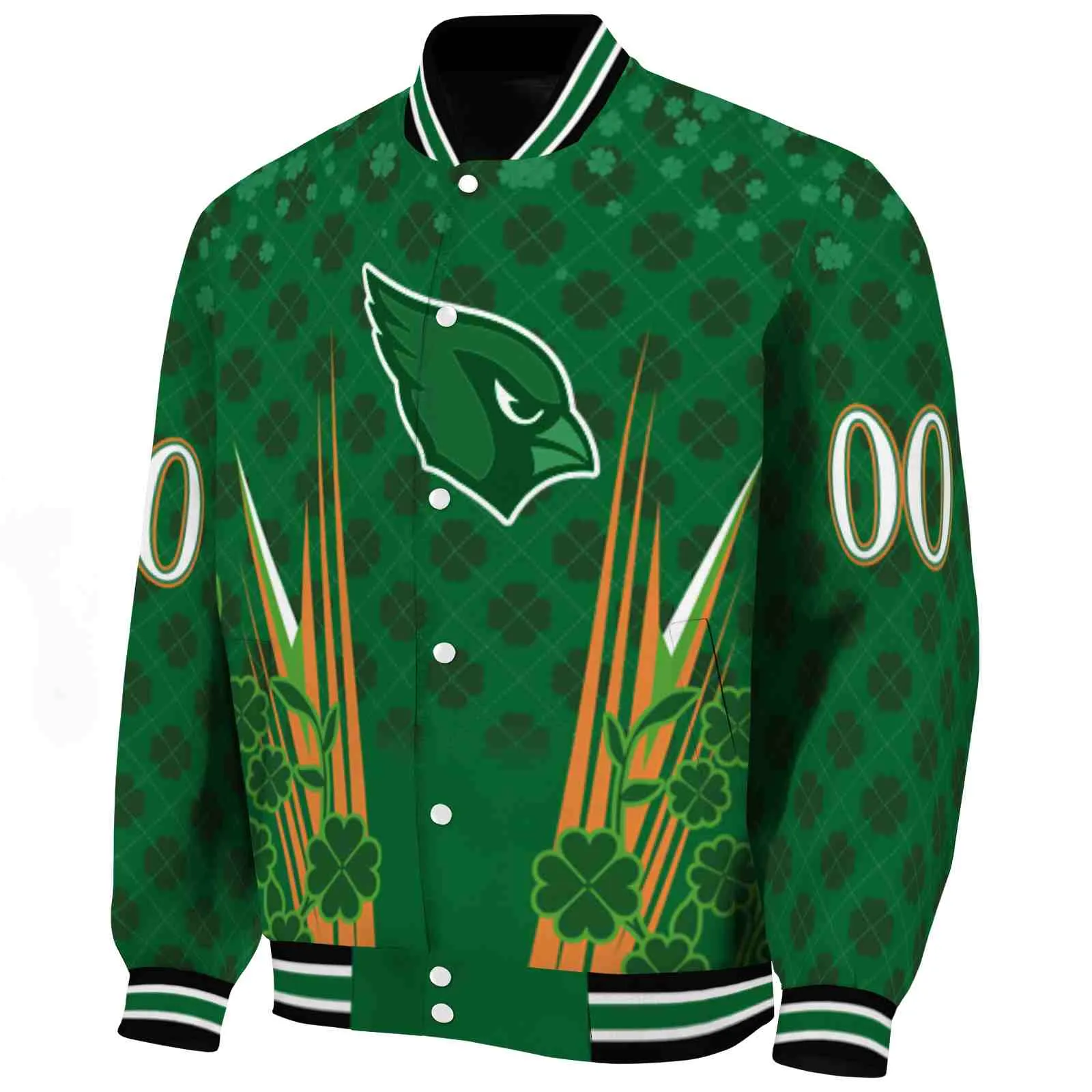 Arizona Cardinals NFL Baseball Jacket Shamrock Pattern Green Jacket For Sport Lovers