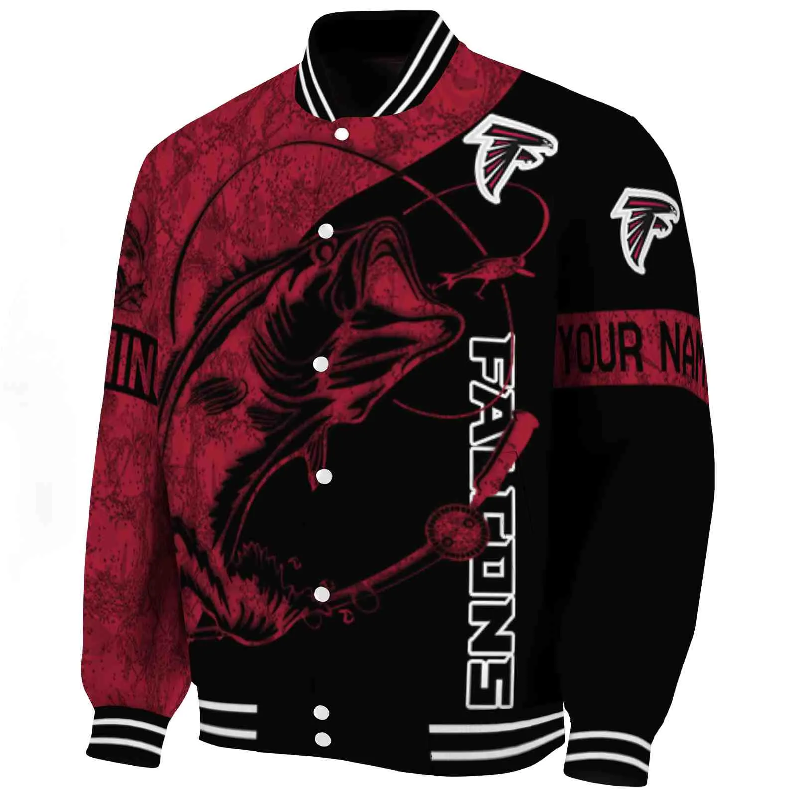 Atlanta Falcons NFL Baseball Jacket Fishing Rod Black Jacket For Sport Lovers