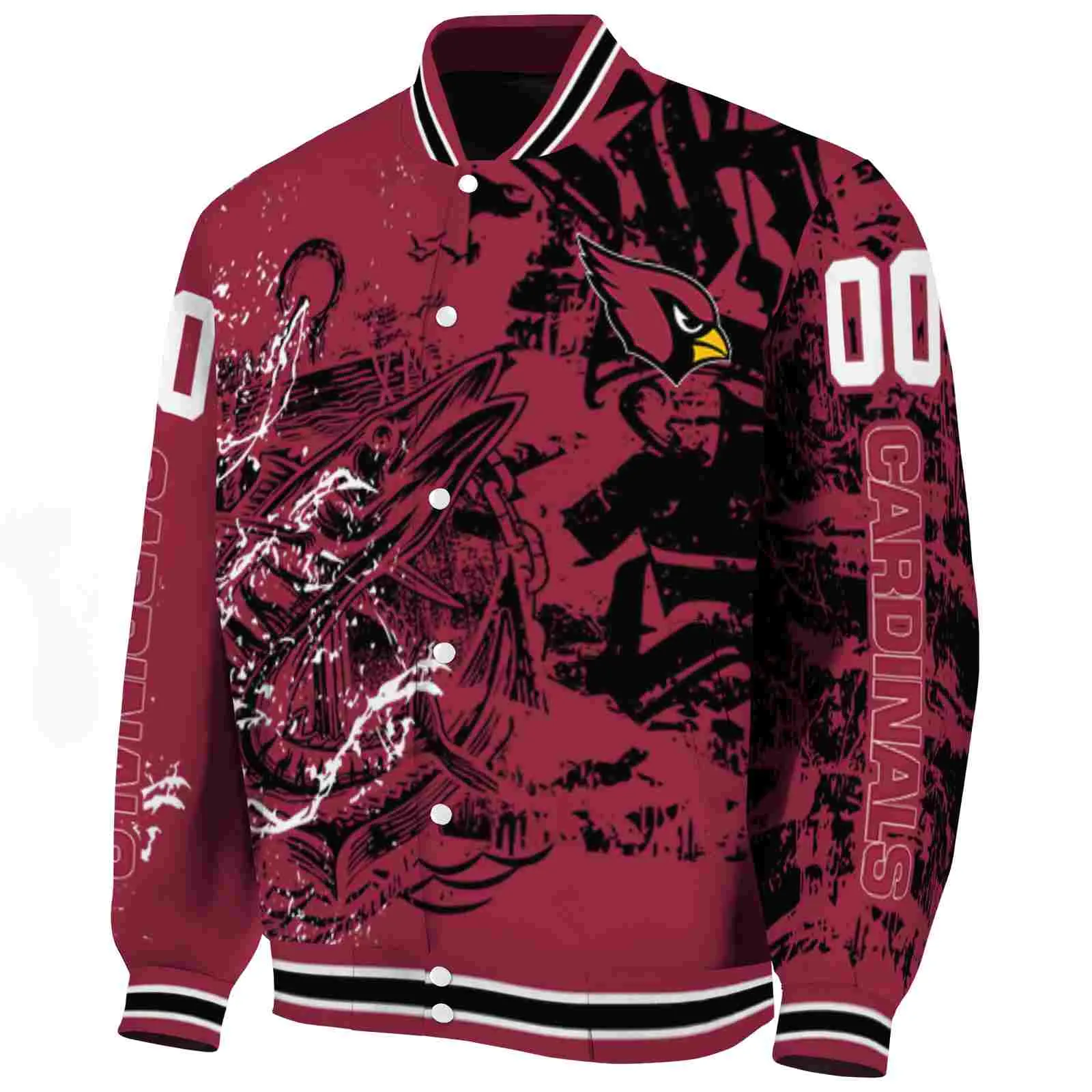 Arizona Cardinals NFL Baseball Jacket Dark Red Fishing Art Red Jacket For Sport Lovers