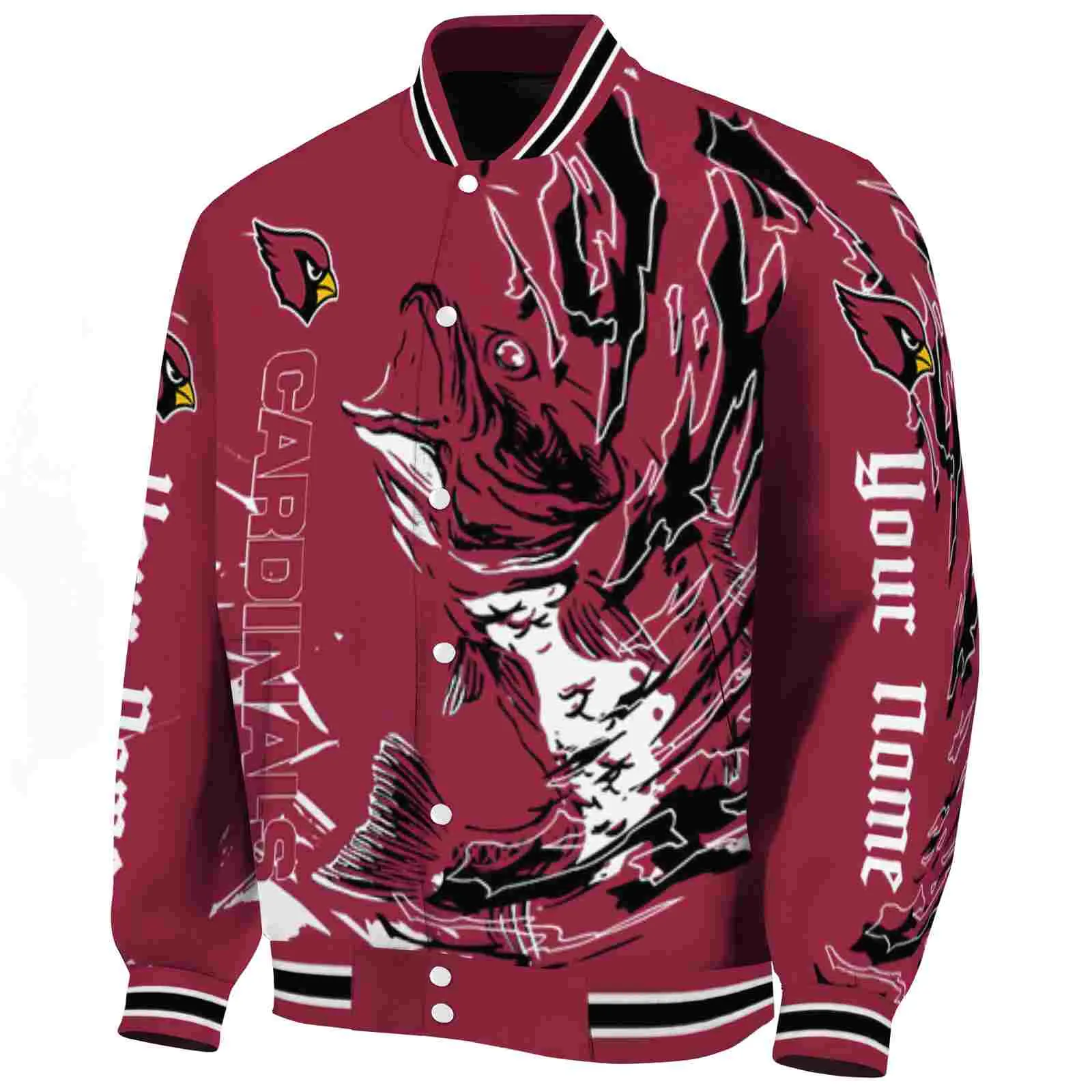 Arizona Cardinals NFL Baseball Jacket Dark Red Fishing Passion Red White Jacket For Sport Lovers