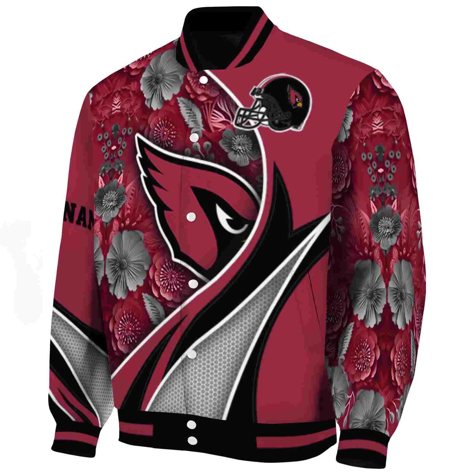 Arizona Cardinals NFL Baseball Jacket Dark Red Floral Print Red Jacket For Sport Lovers
