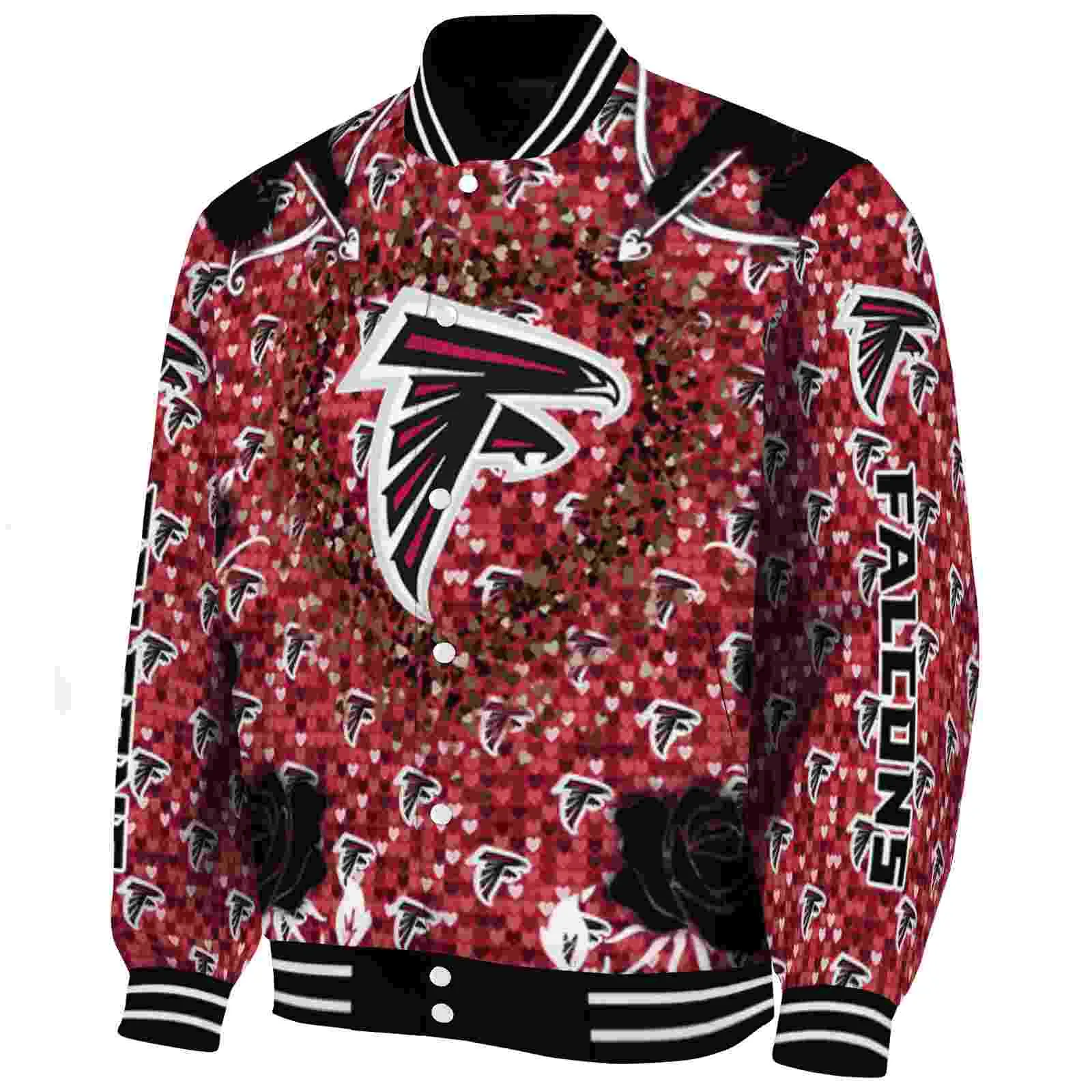 Atlanta Falcons NFL Baseball Jacket Heart Explosion Red Jacket For Sport Lovers