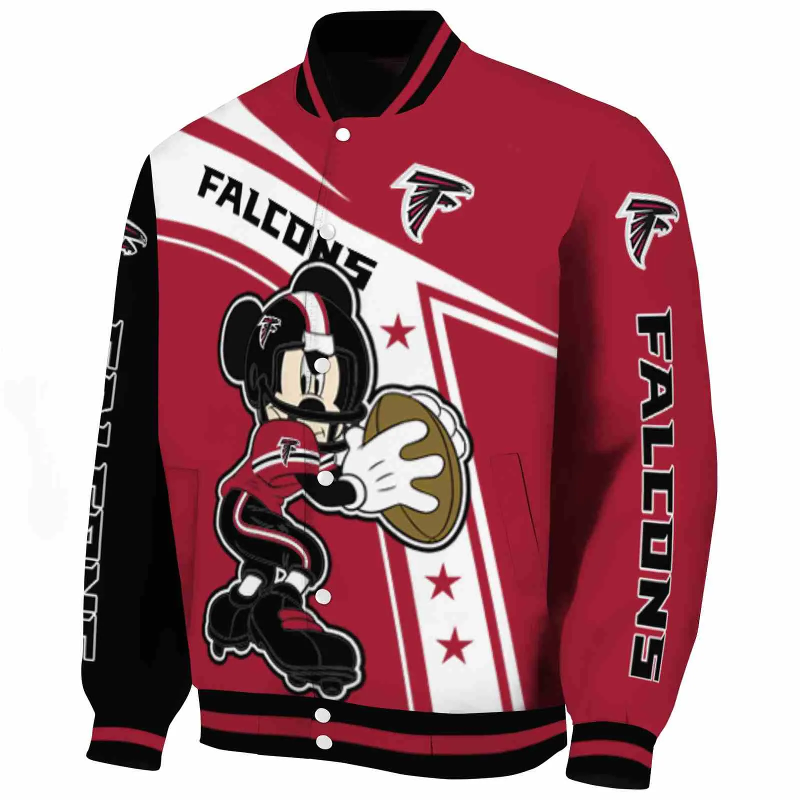 Atlanta Falcons NFL Baseball Jacket Mickey Football Red Jacket For Sport Lovers