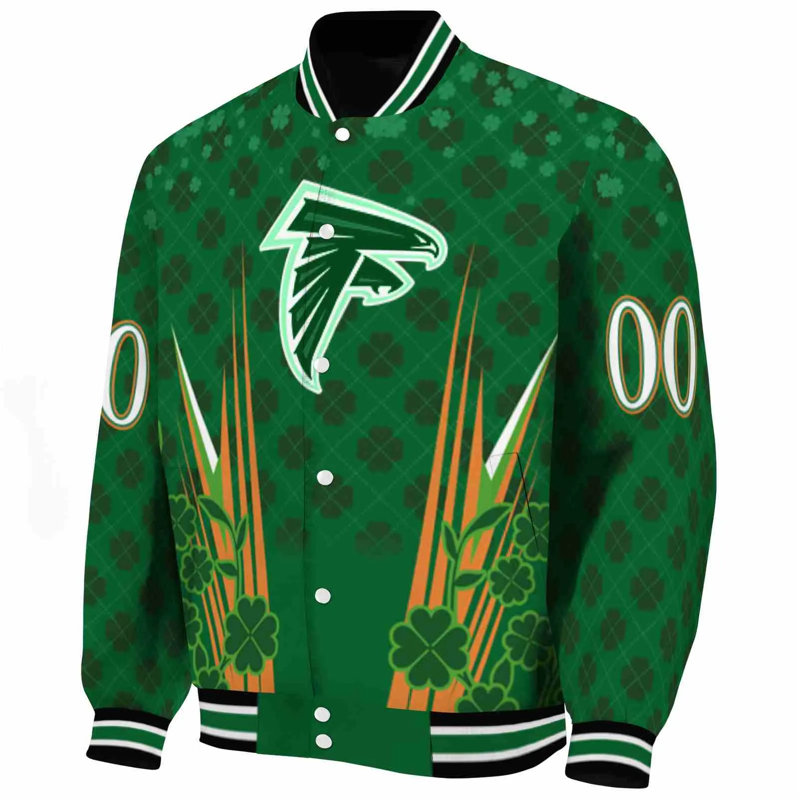 Atlanta Falcons NFL Baseball Jacket Shamrock Pattern Green Jacket For Sport Lovers