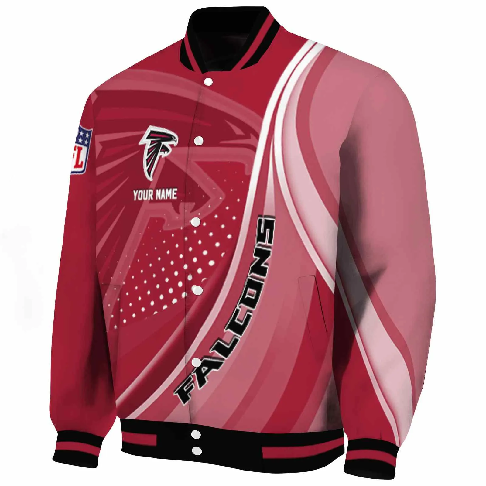 Atlanta Falcons NFL Baseball Jacket Wave Patterns Red Jacket For Sport Lovers