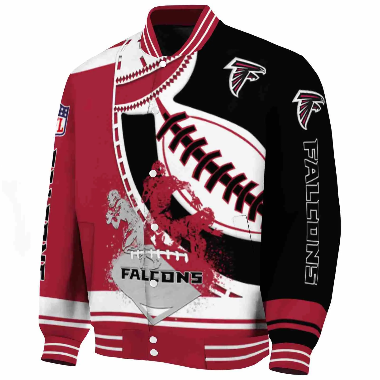 Atlanta Falcons NFL Baseball Jacket Baseball Black Jacket For Sport Lovers