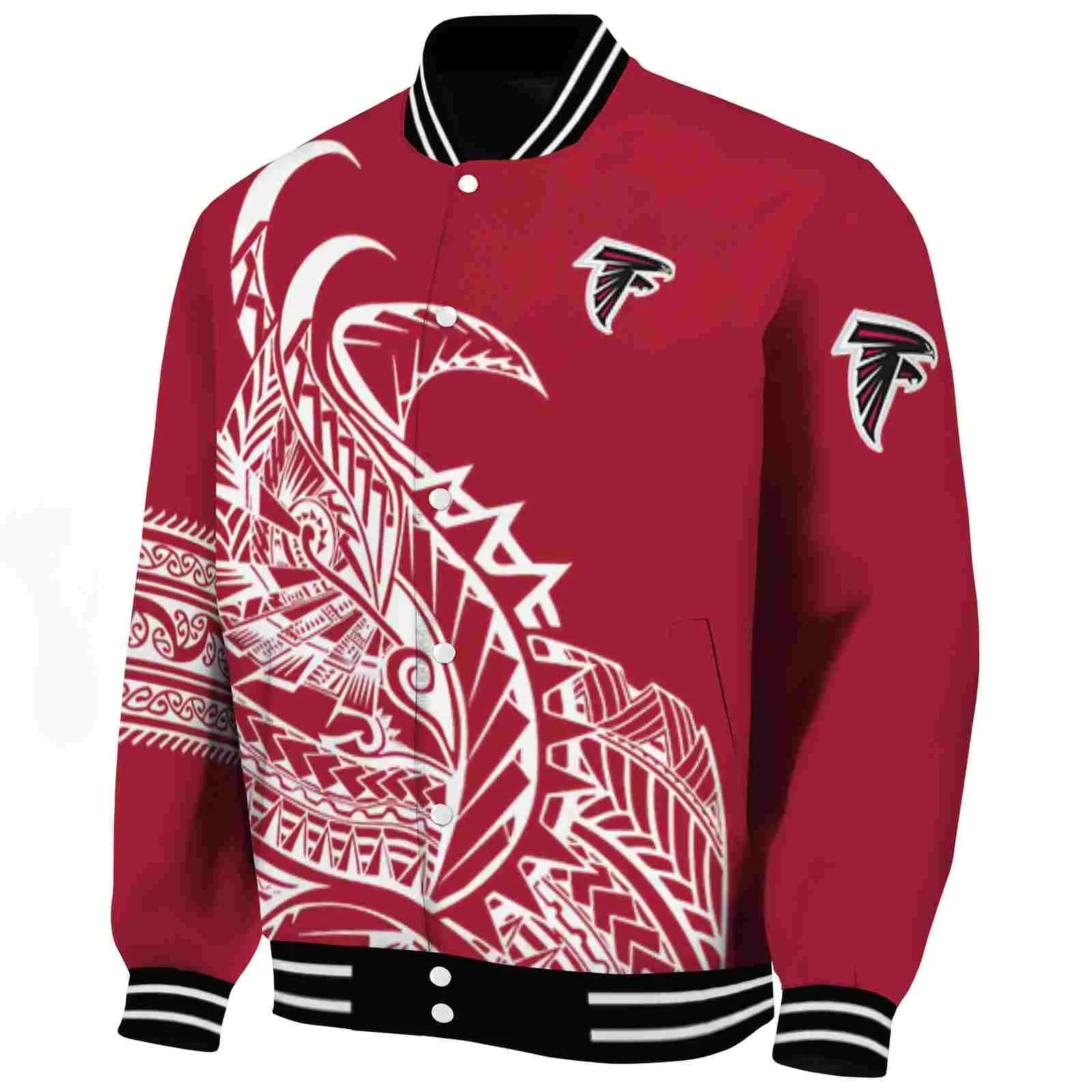 Atlanta Falcons NFL Baseball Jacket Tribal Art Red White Black Jacket For Sport Lovers