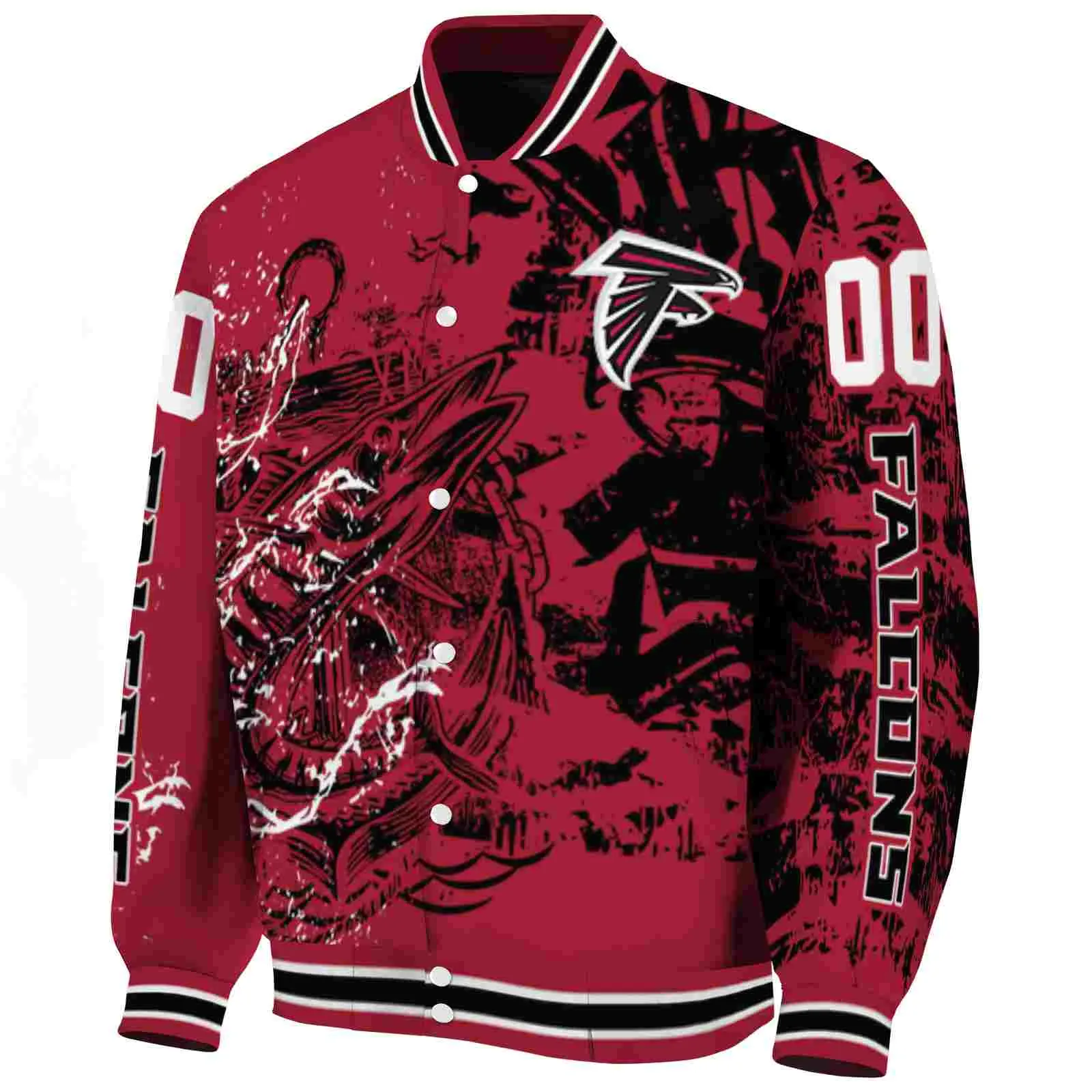 Atlanta Falcons NFL Baseball Jacket Fishing Art Red Jacket For Sport Lovers