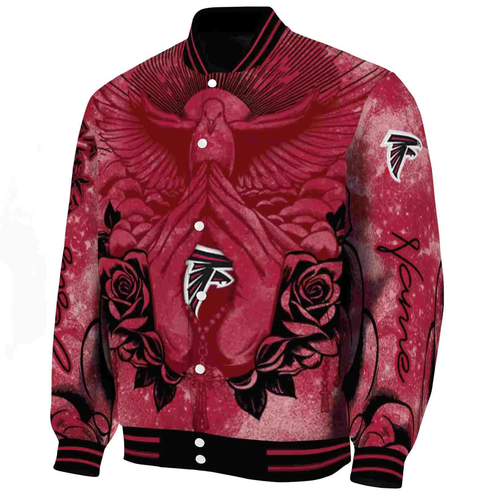 Atlanta Falcons NFL Baseball Jacket Praying Hands Red Jacket For Sport Lovers