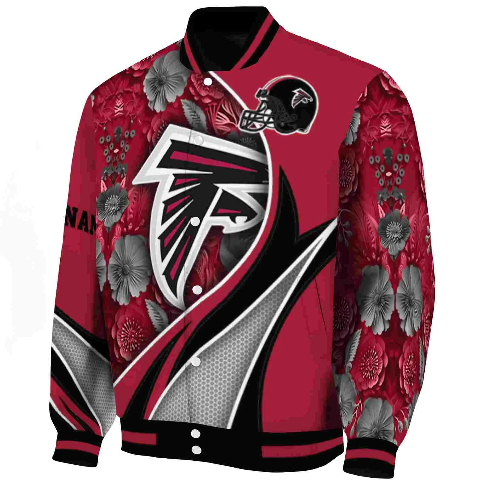 Atlanta Falcons NFL Baseball Jacket Floral Print Red Jacket For Sport Lovers