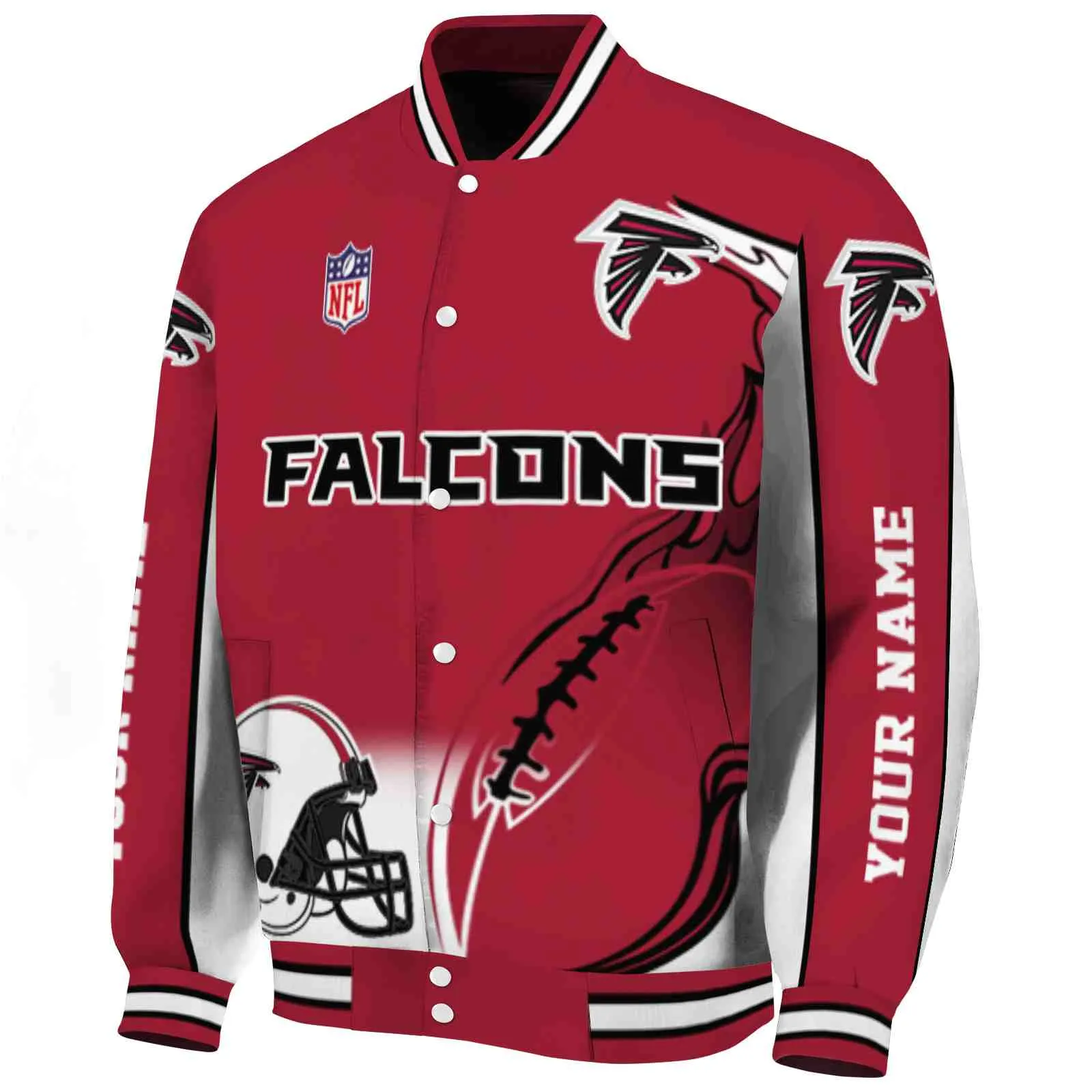 Atlanta Falcons NFL Baseball Jacket Red Flaming Football Red Jacket For Sport Lovers