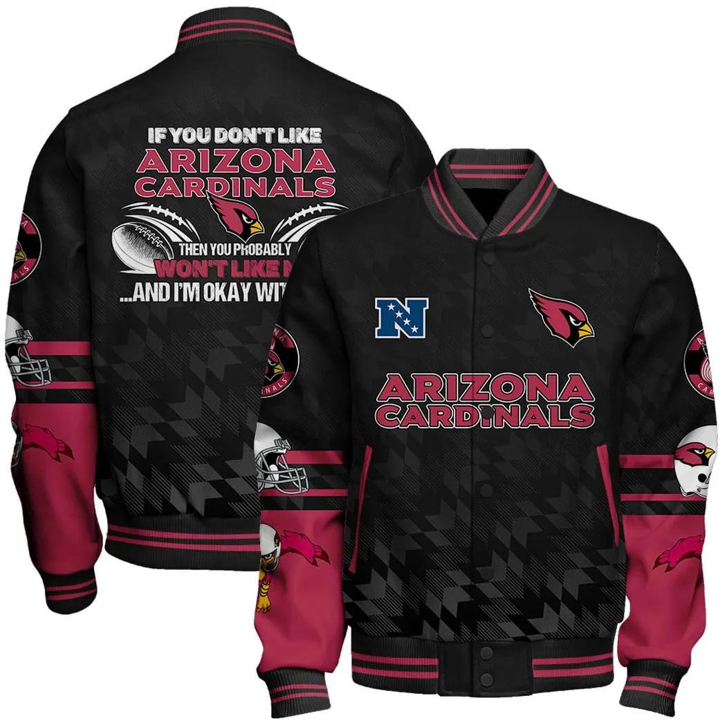 Arizona Cardinals NFL Baseball Jacket Streetwear Varsity Sport Jacket