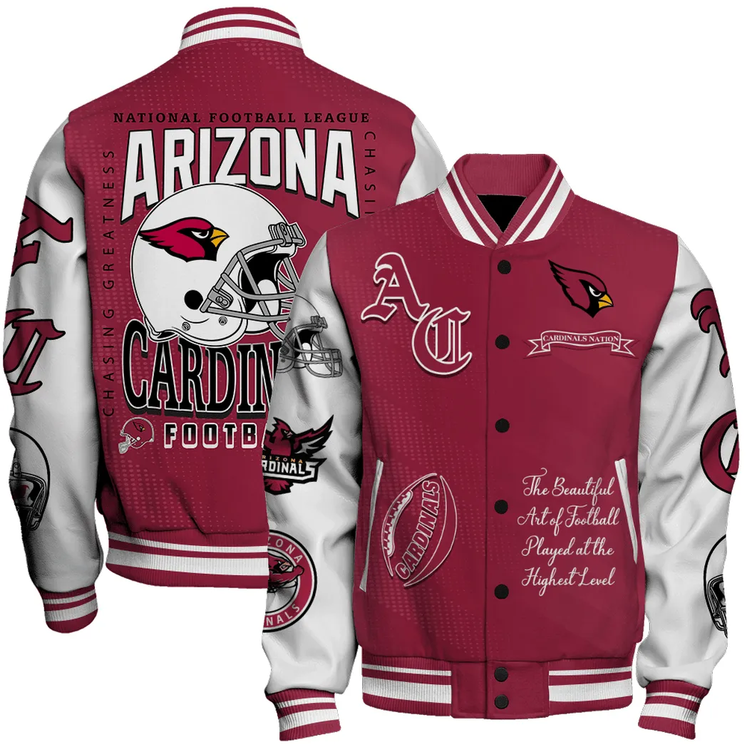 Arizona Cardinals NFL Baseball Jacket Dark Red Classic Fan Game Jacket