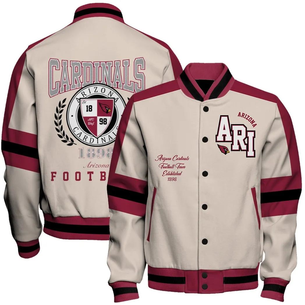 Arizona Cardinals NFL Baseball Jacket Varsity Style Supporter Jacket