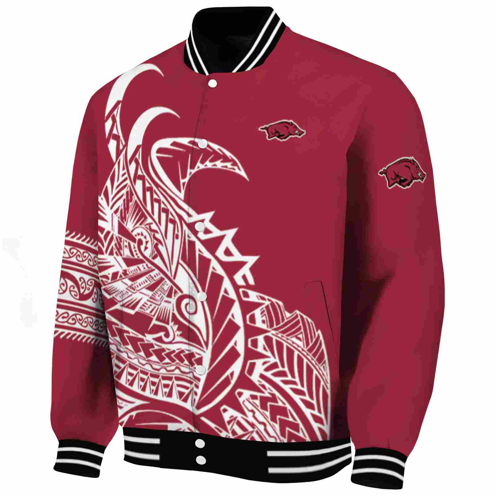 Arkansas Razorbacks Tribal Art Red White Black Varsity Jacket