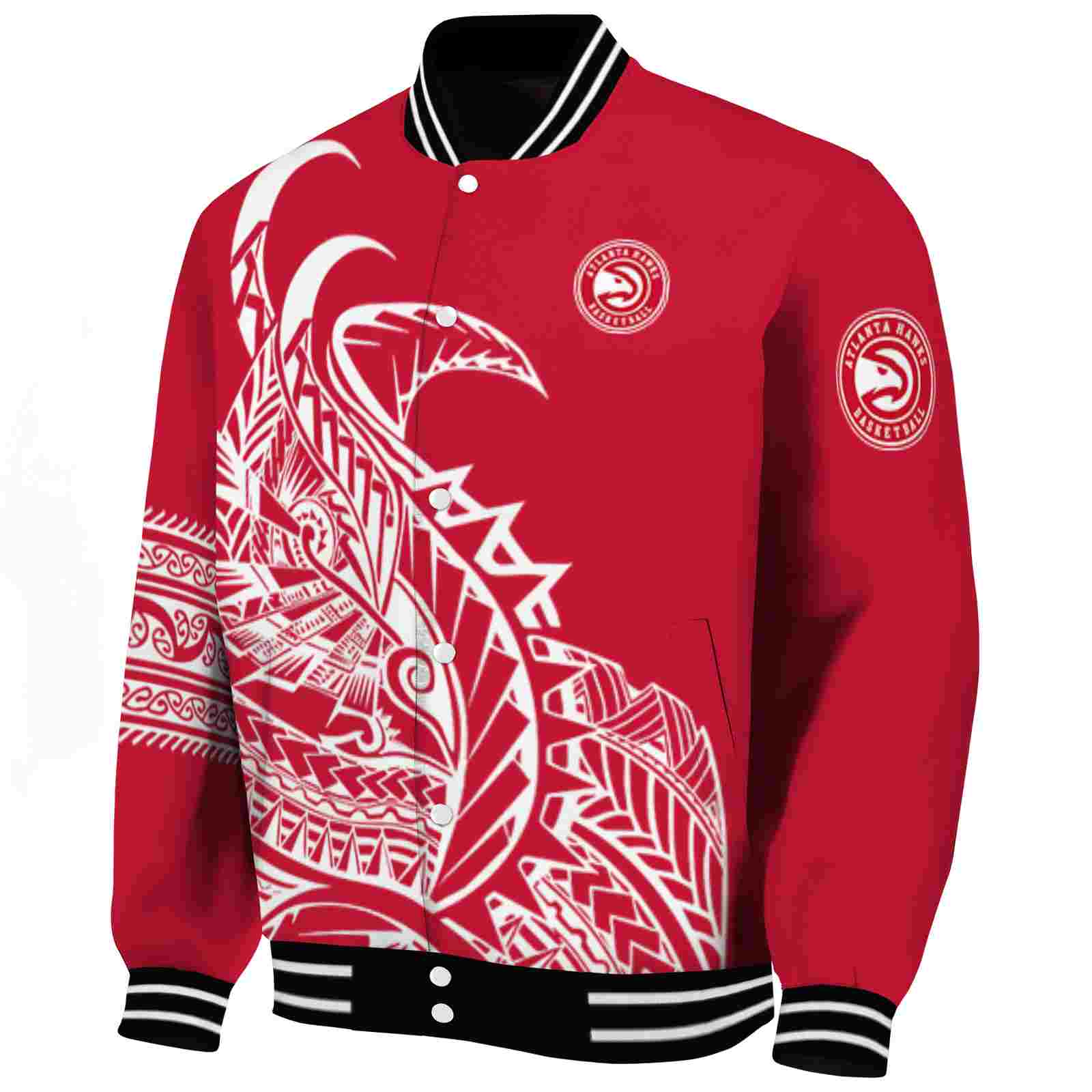 Atlanta Hawks Tribal Art Red White Black Varsity Jacket