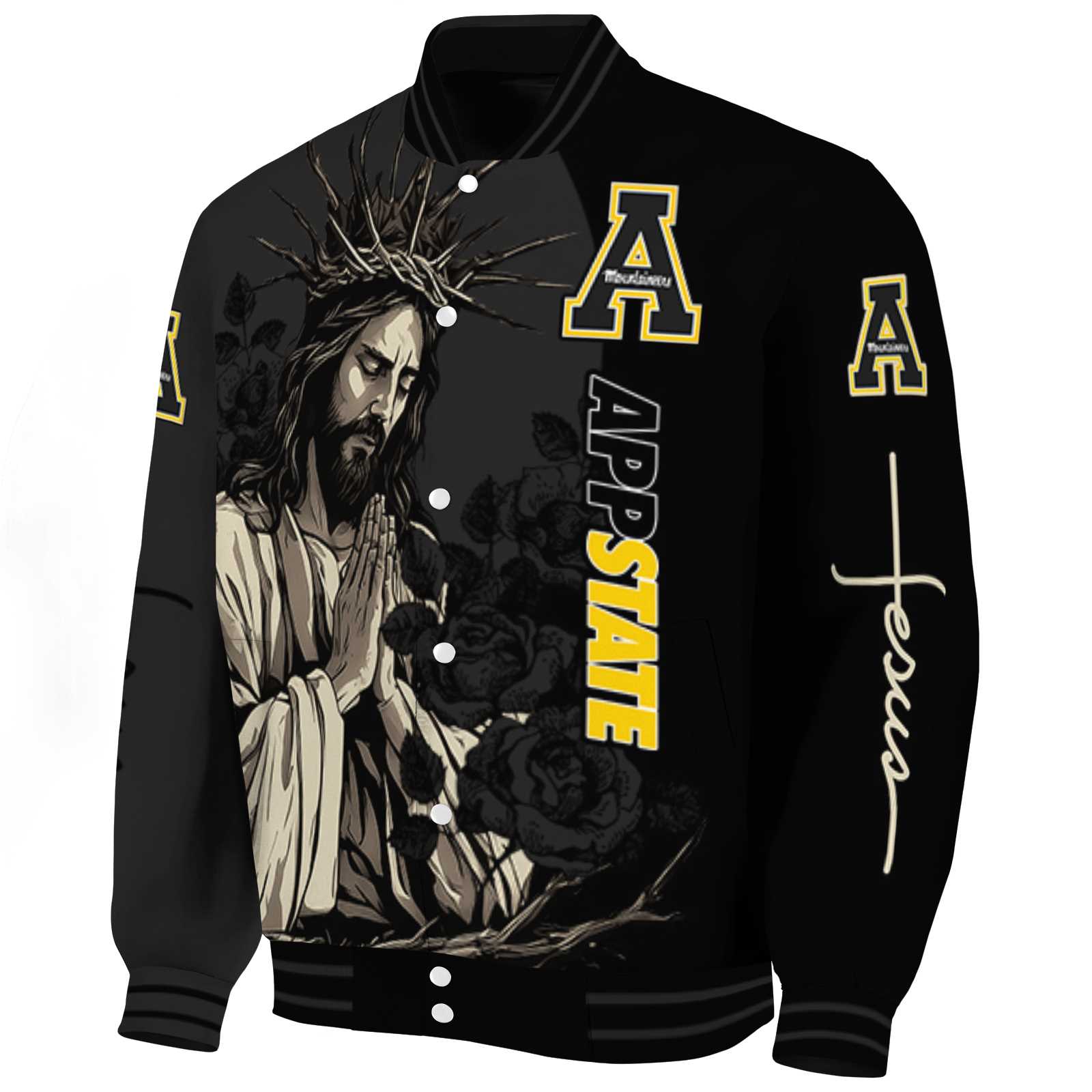Appalachian State Mountaineers Hands In Prayer Black Varsity Jacket