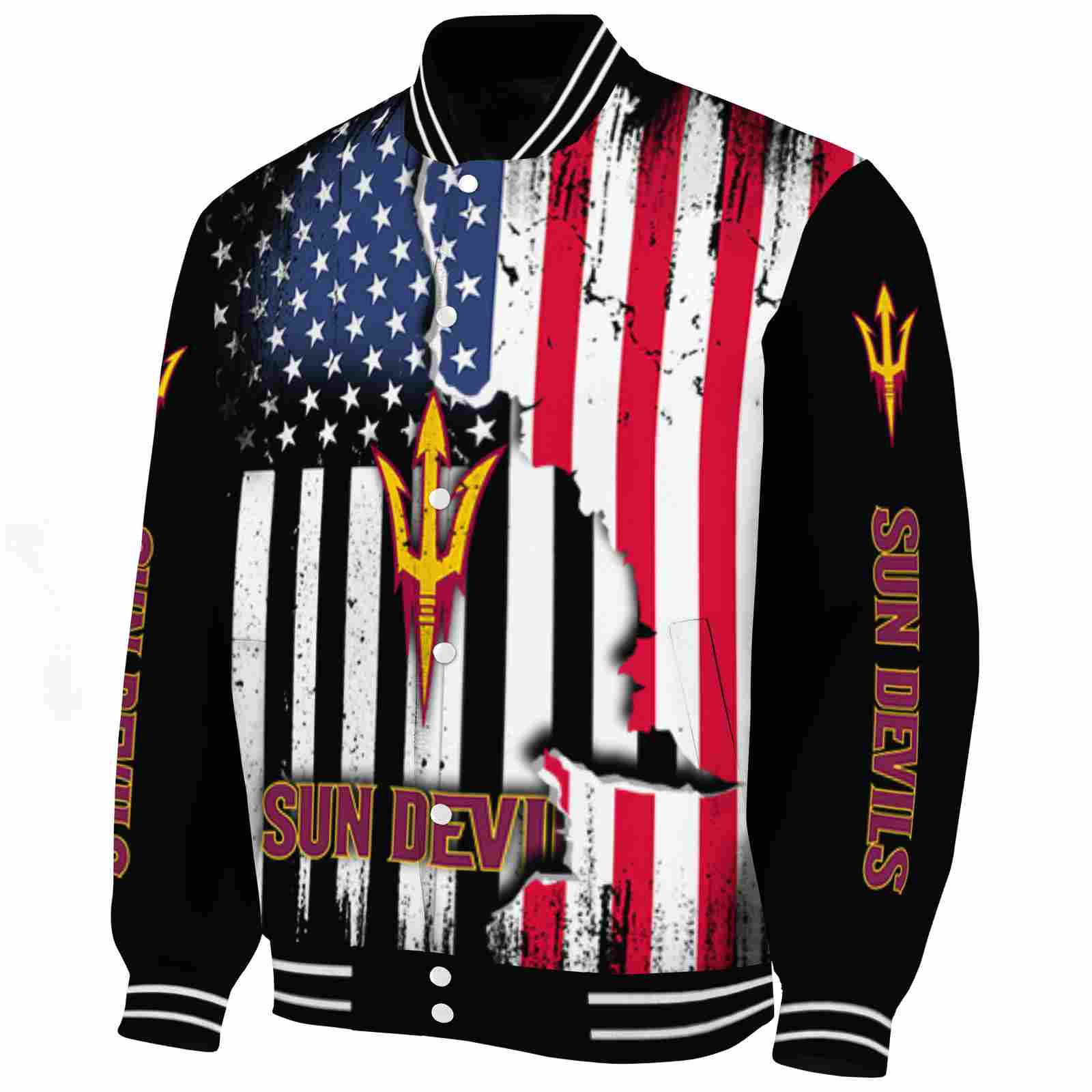 Arizona State Sun Devils Patriotic Theme Black Varsity Jacket