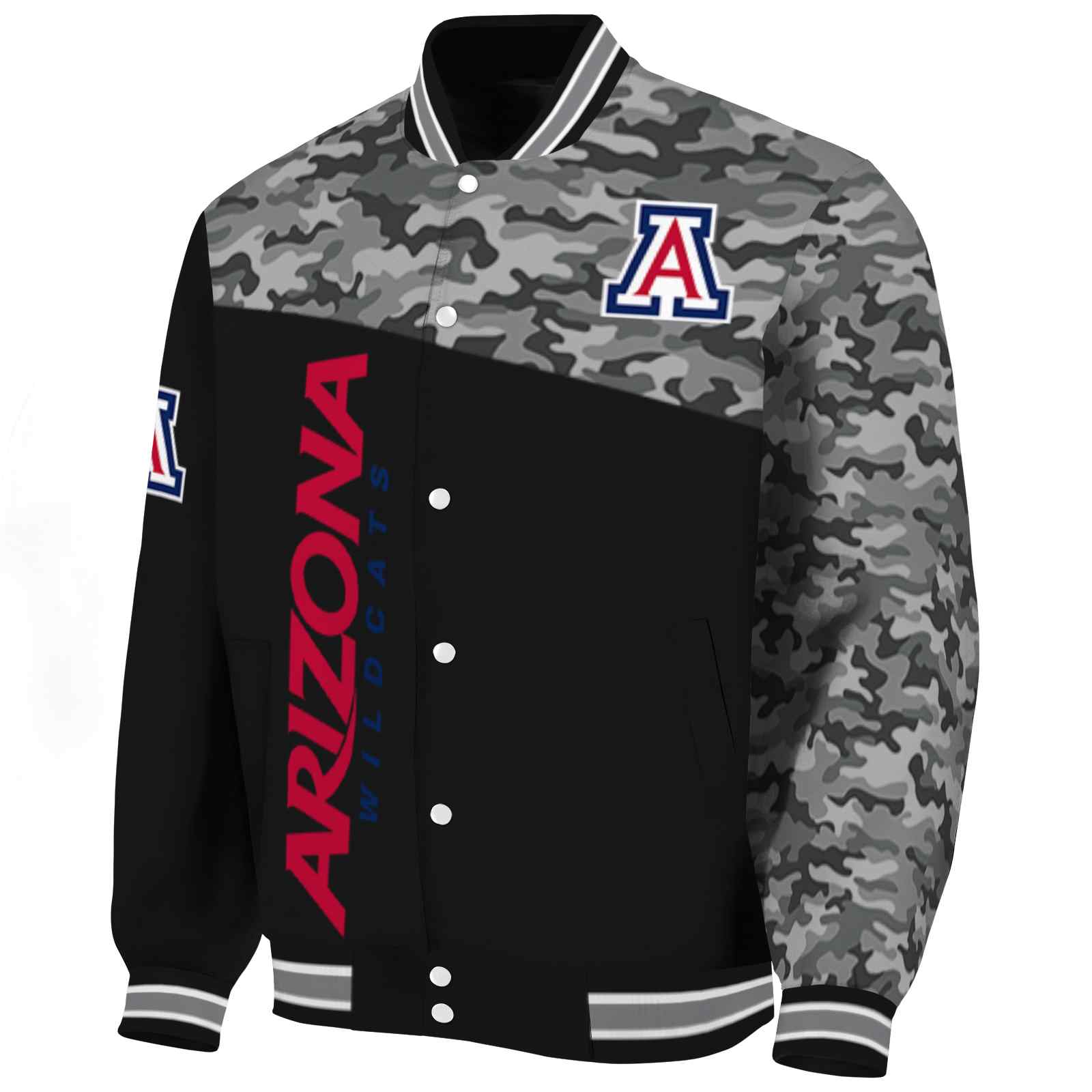 Arizona Wildcats Camo Patchwork Black Varsity Jacket