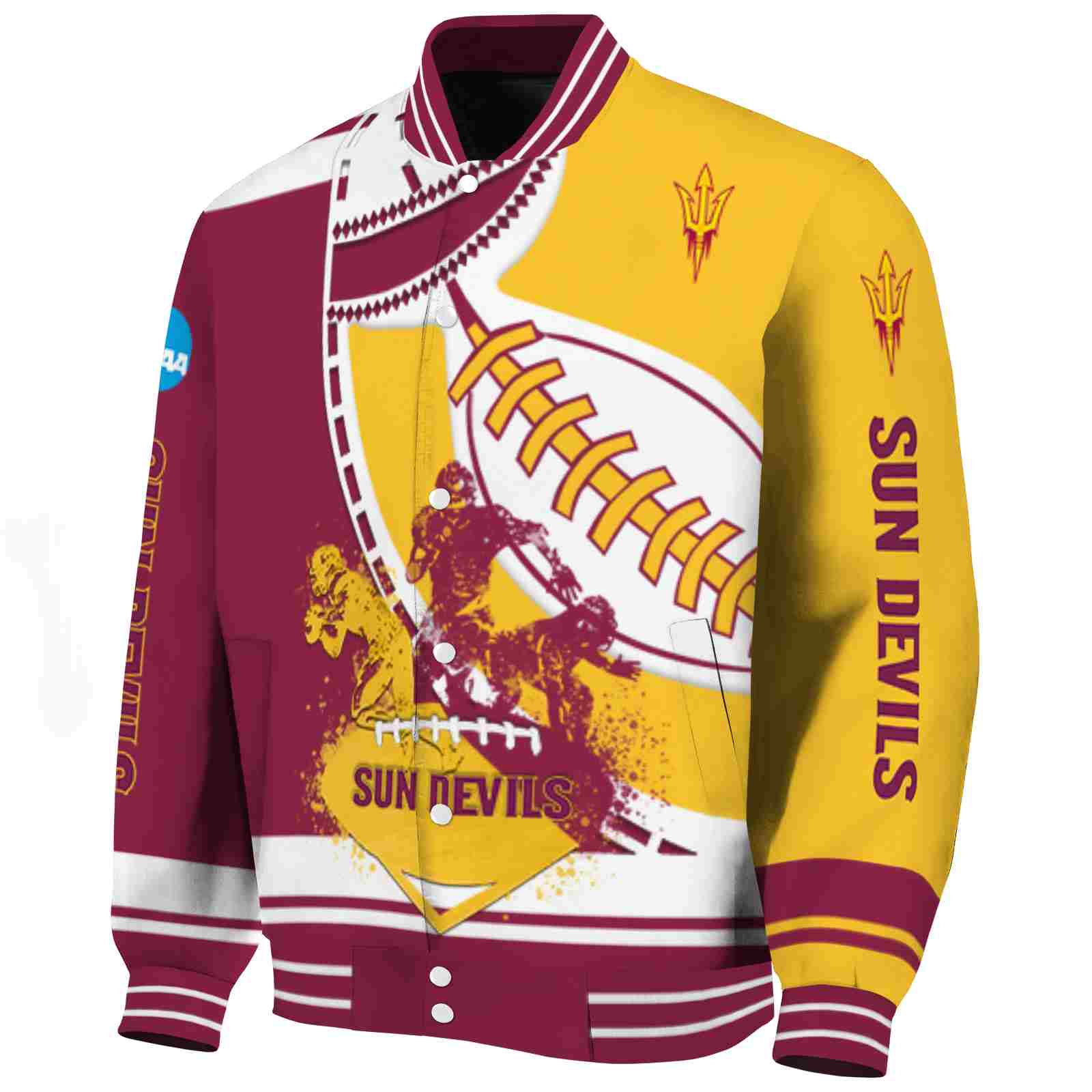 Arizona State Sun Devils Baseball Stitching Gold White Varsity Jacket