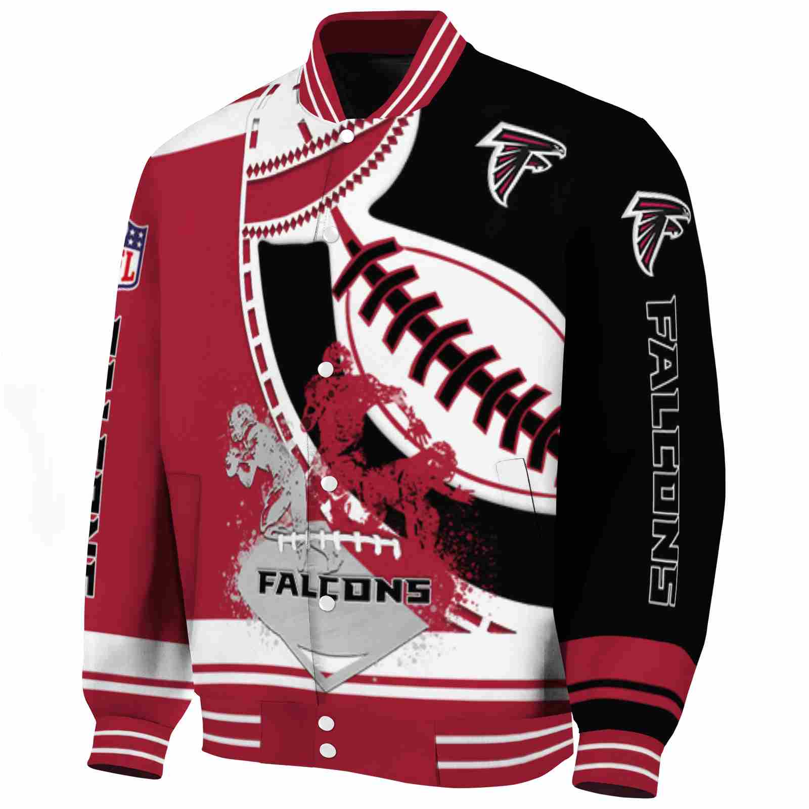 Atlanta Falcons Baseball Stitching Black White Varsity Jacket