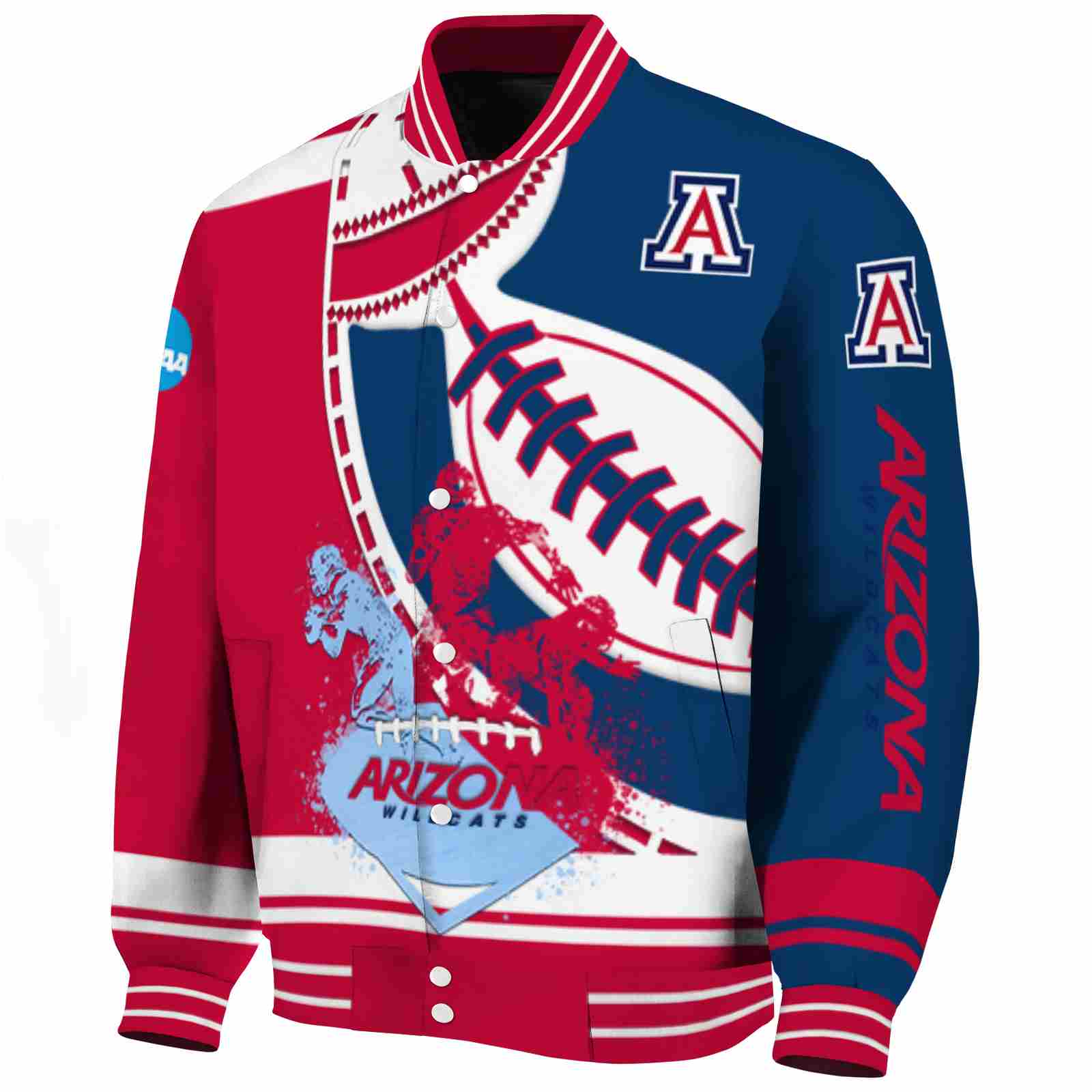 Arizona Wildcats Baseball Stitching Navy White Varsity Jacket