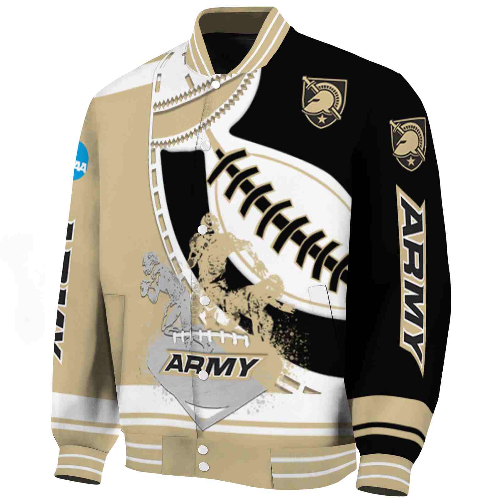 Army Black Knights Baseball Stitching Black White Varsity Jacket