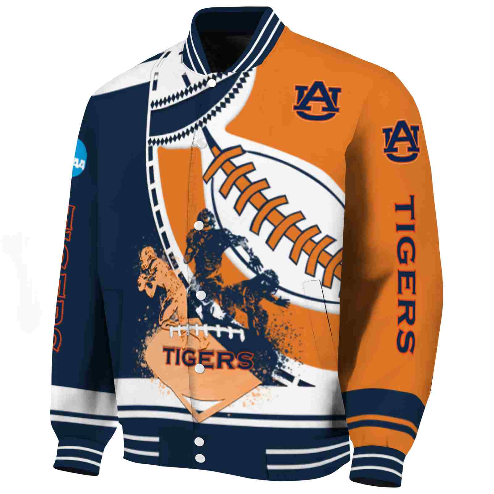 Auburn Tigers Baseball Stitching Orange White Varsity Jacket