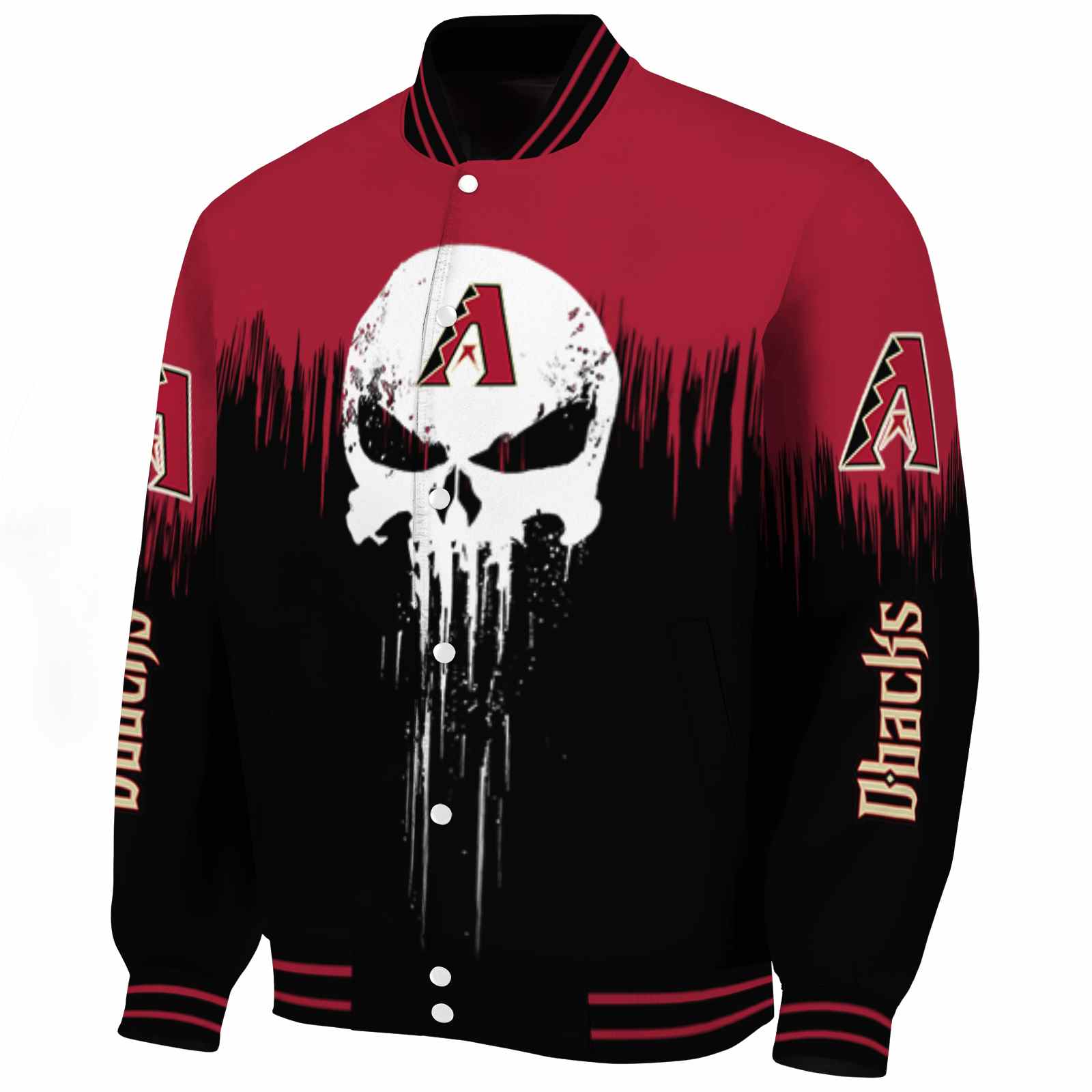 Arizona Diamondbacks Punisher Skull Red Black White Varsity Jacket