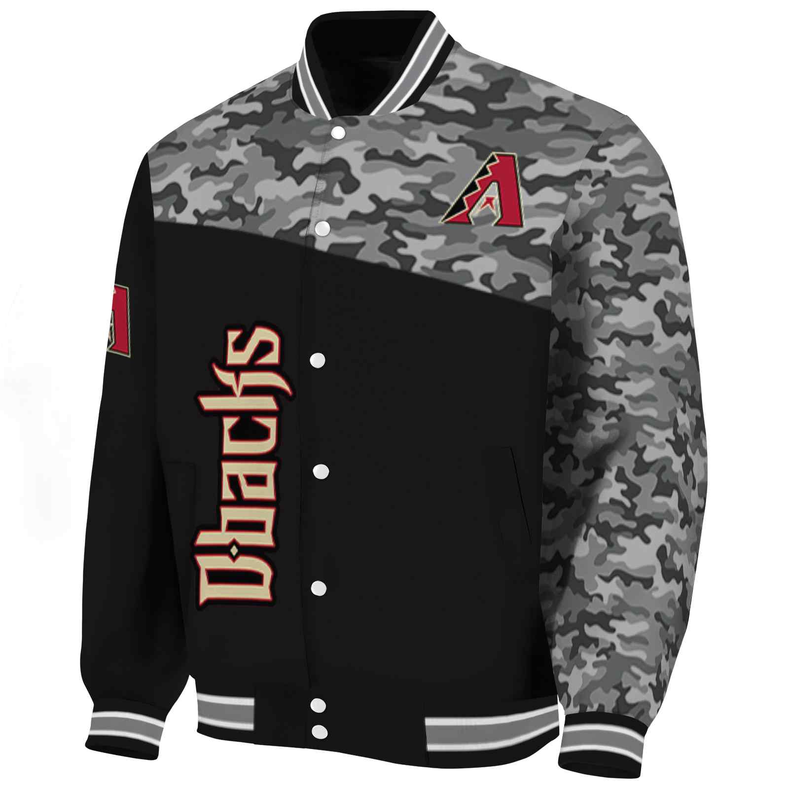 Arizona Diamondbacks Camo Patchwork Black Varsity Jacket