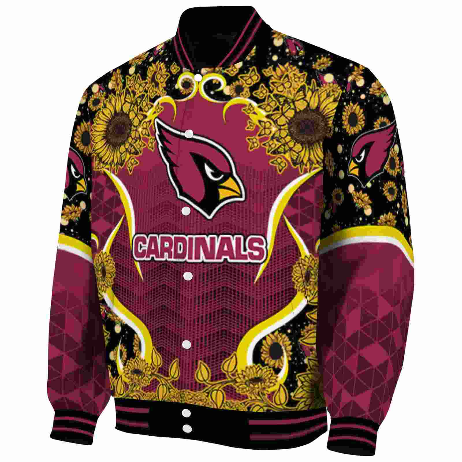 Arizona Cardinals Sunflower Bloom Red Yellow Varsity Jacket