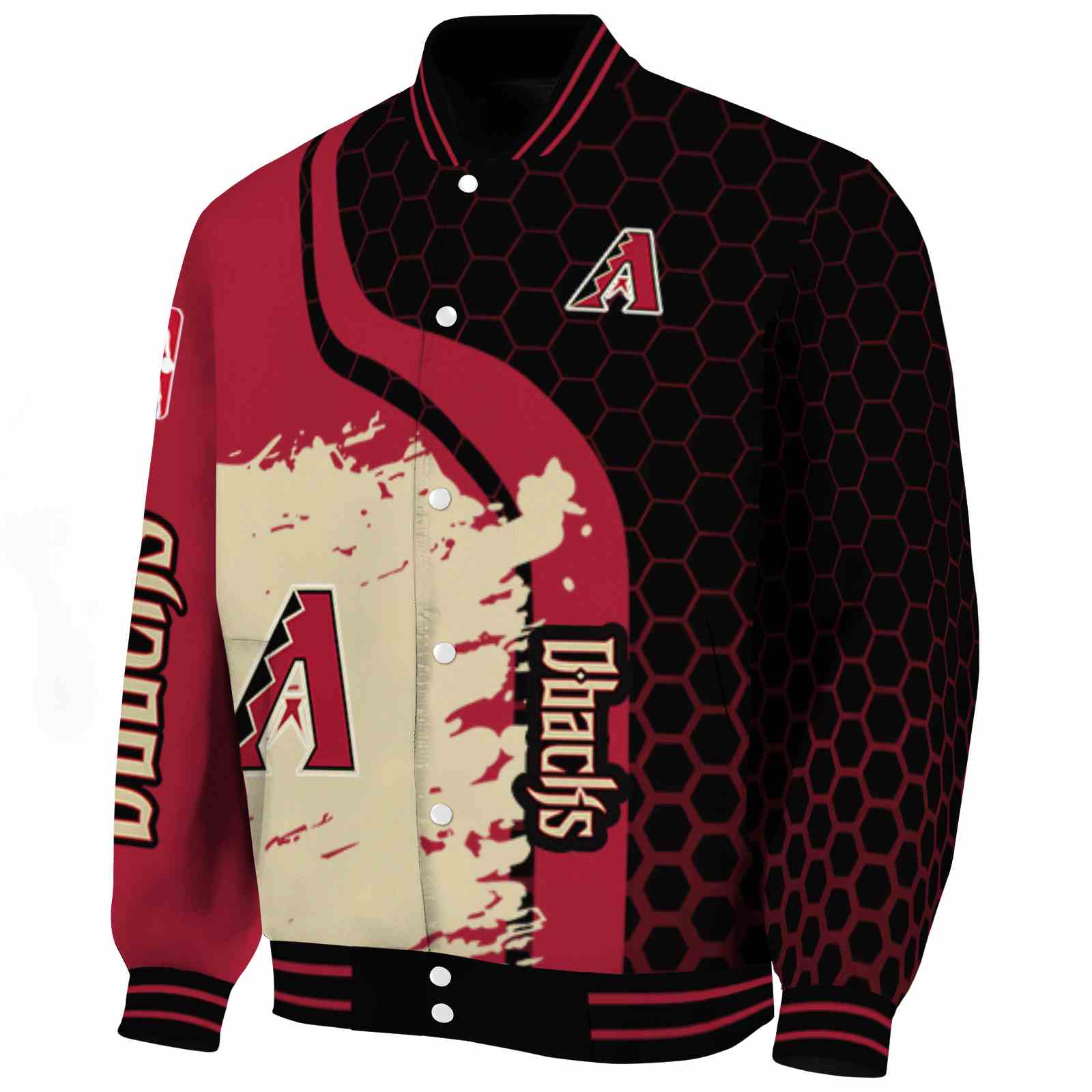 Arizona Diamondbacks Hexagonal Pattern Red Black Varsity Jacket