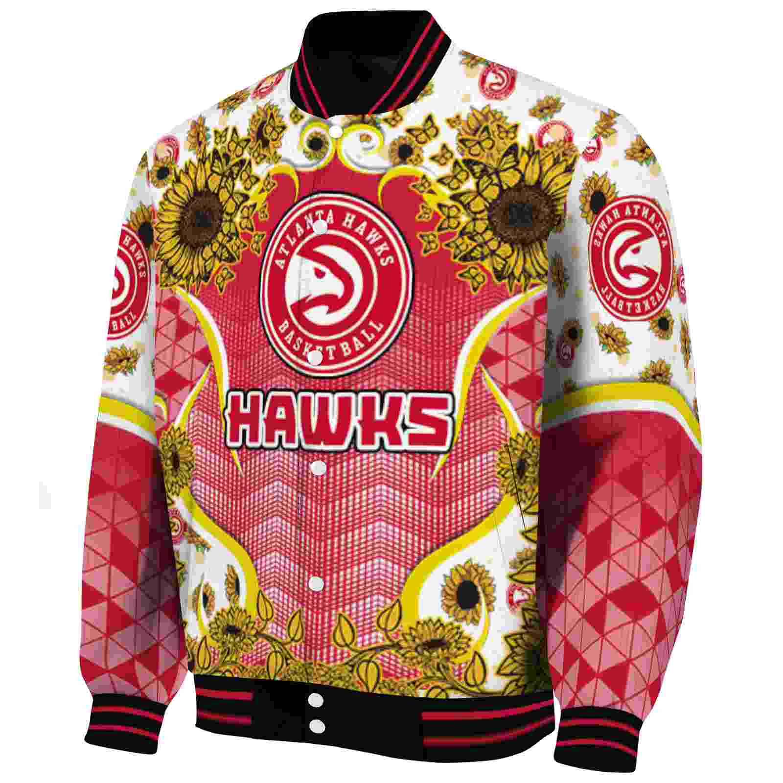 Atlanta Hawks Sunflower Bloom Red Yellow Varsity Jacket