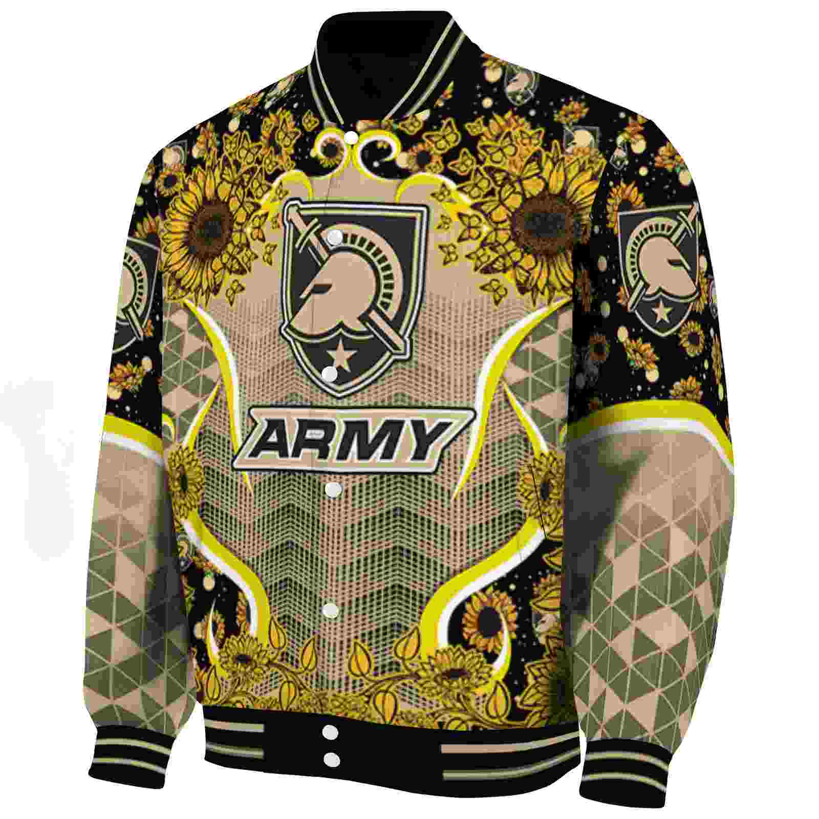 Army Black Knights Sunflower Bloom Gold Yellow Varsity Jacket