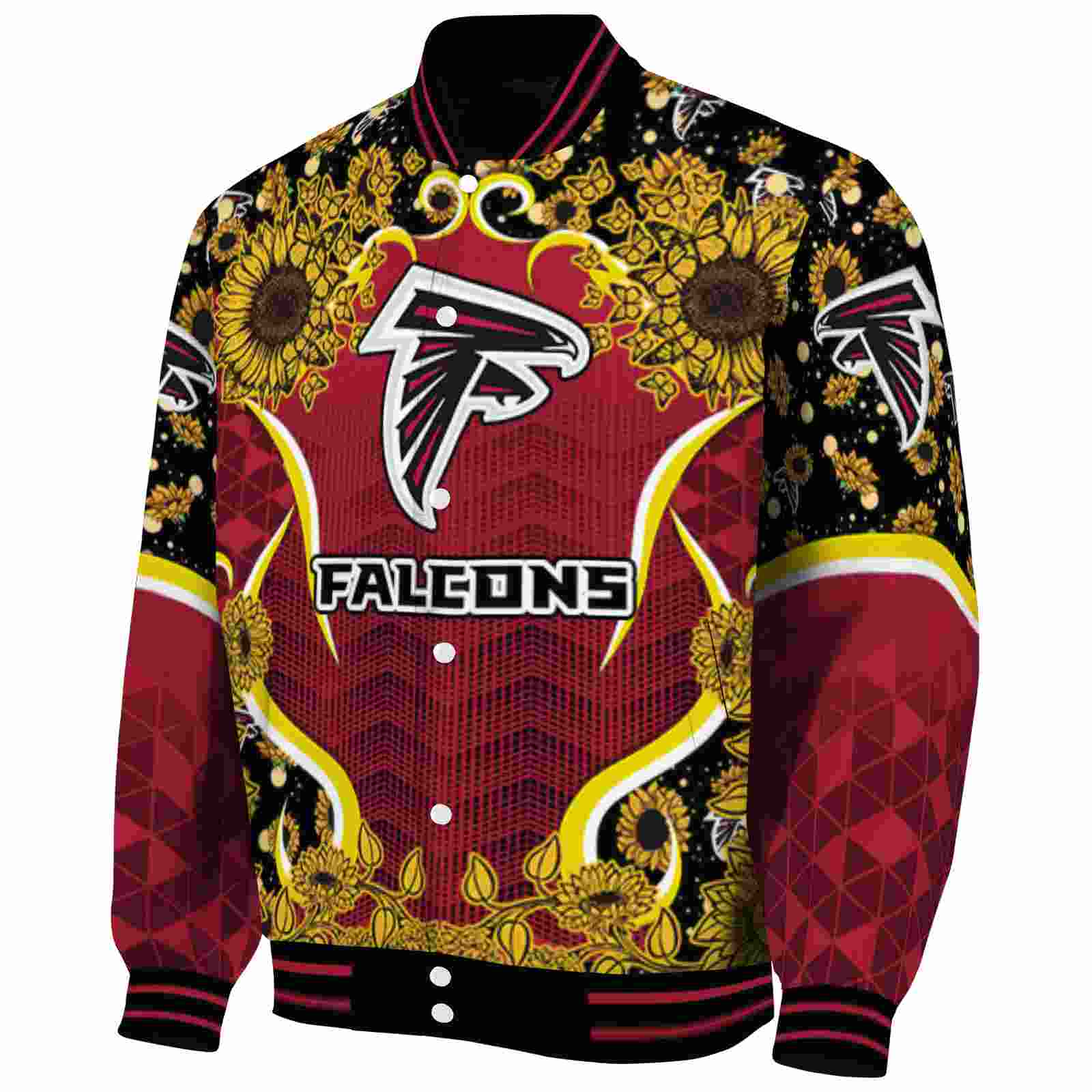 Atlanta Falcons Sunflower Bloom Red Yellow Varsity Jacket