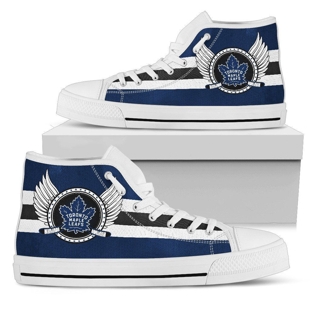 High Top Shoes Printed For Men And Women Toronto Maple Leafs Logo Vintage Biker Wings - Image 2